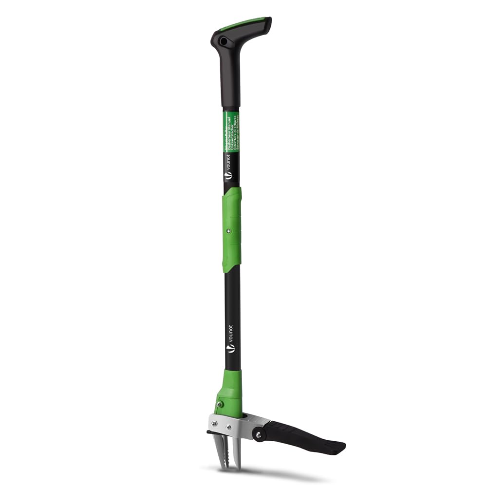 vounot® Manual Weed Killer Length 100 cm Stainless Steel with Hand Fork Weed Extractor Tool Solid Long Handle Ideal for Garden Lawn