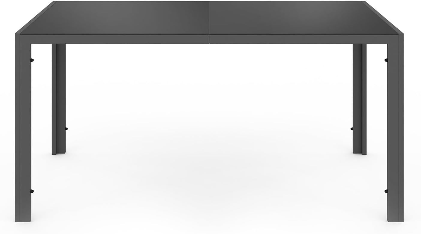 IDMarket - Garden Furniture Madrid Table 150 CM and 6 Stackable Chairs Charcoal Grey