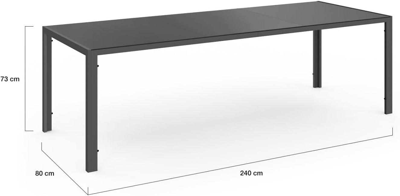 IDMarket - Garden Furniture Madrid Table 240 CM and 10 Stackable Chairs Charcoal Grey