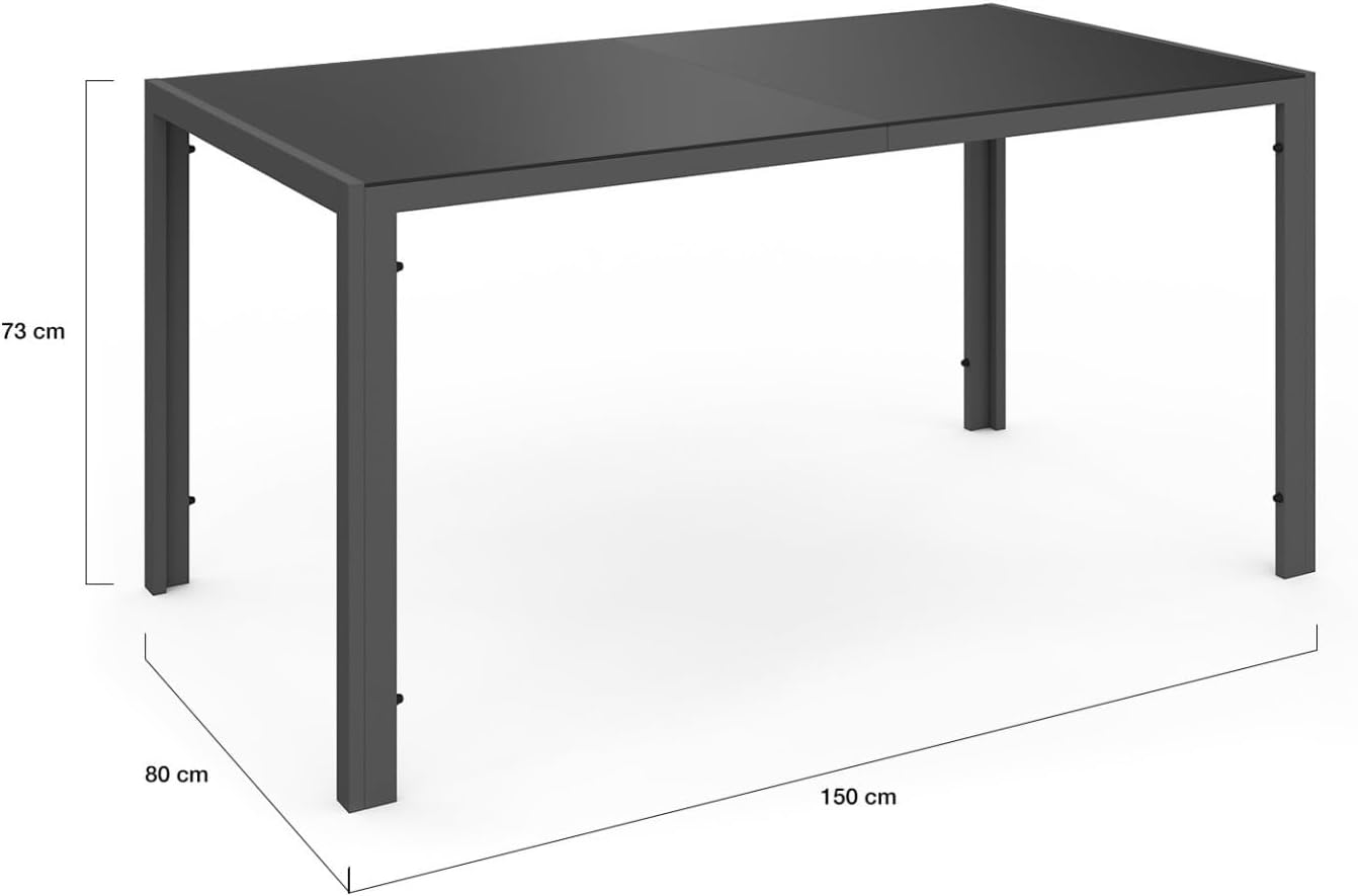 IDMarket - Garden Furniture Madrid Table 150 CM and 6 Stackable Chairs Charcoal Grey