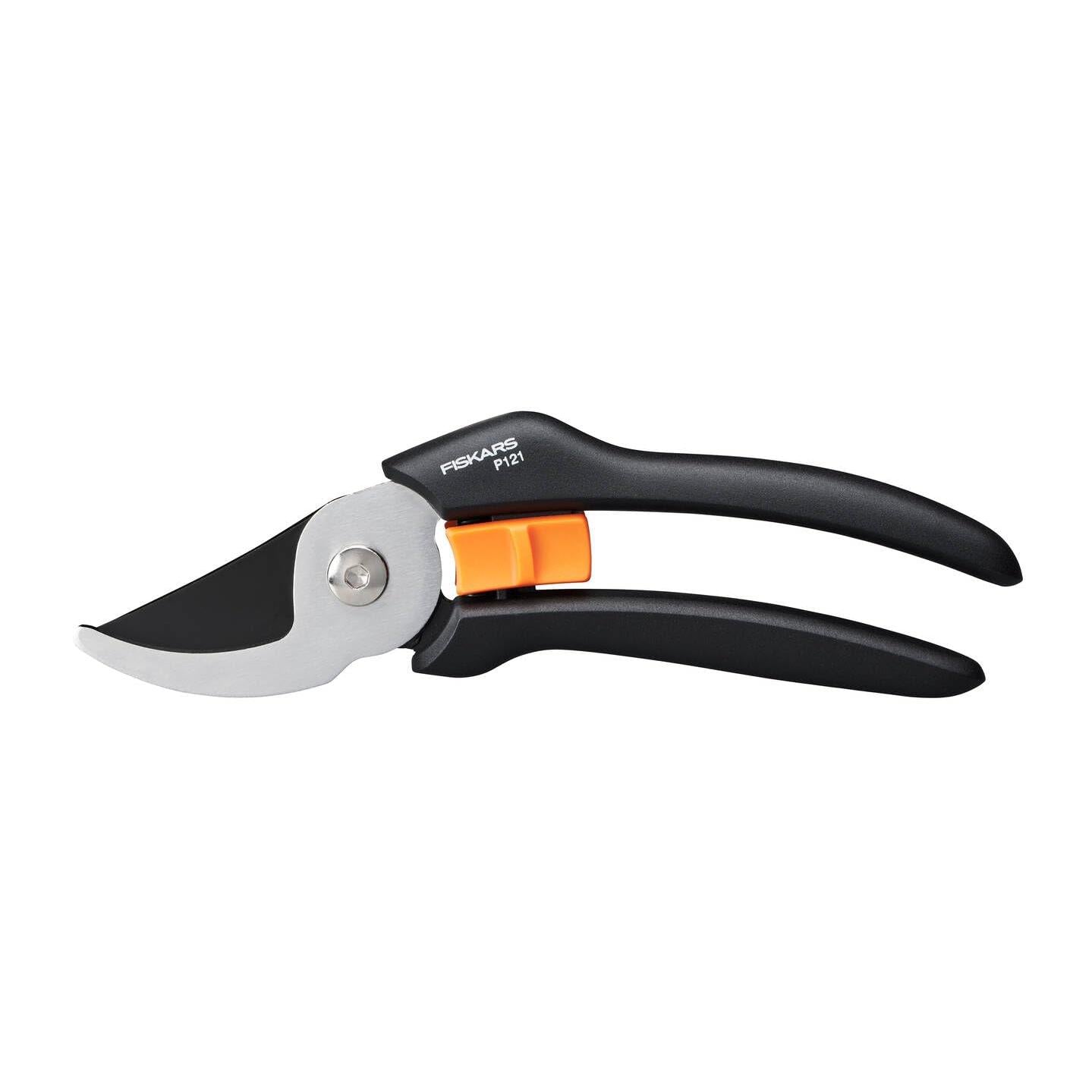 Fiskars Pruning Shears M, Solid, P321, for Fresh Branches and Twigs, Non-Stick Coating, Stainless Steel Blade, Length: 20 cm, Black/Orange, 1057162