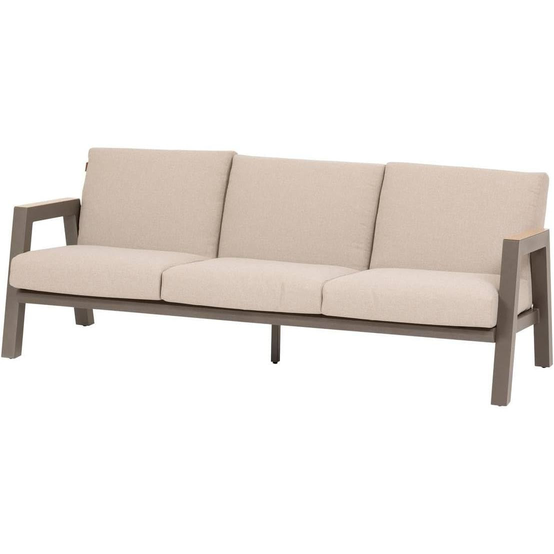 Hespéride - Axiome Garden Furniture 5 People Beige and Praline, Anti-Corrosion Aluminium, Removable Cushions - for Terrace, Outdoor