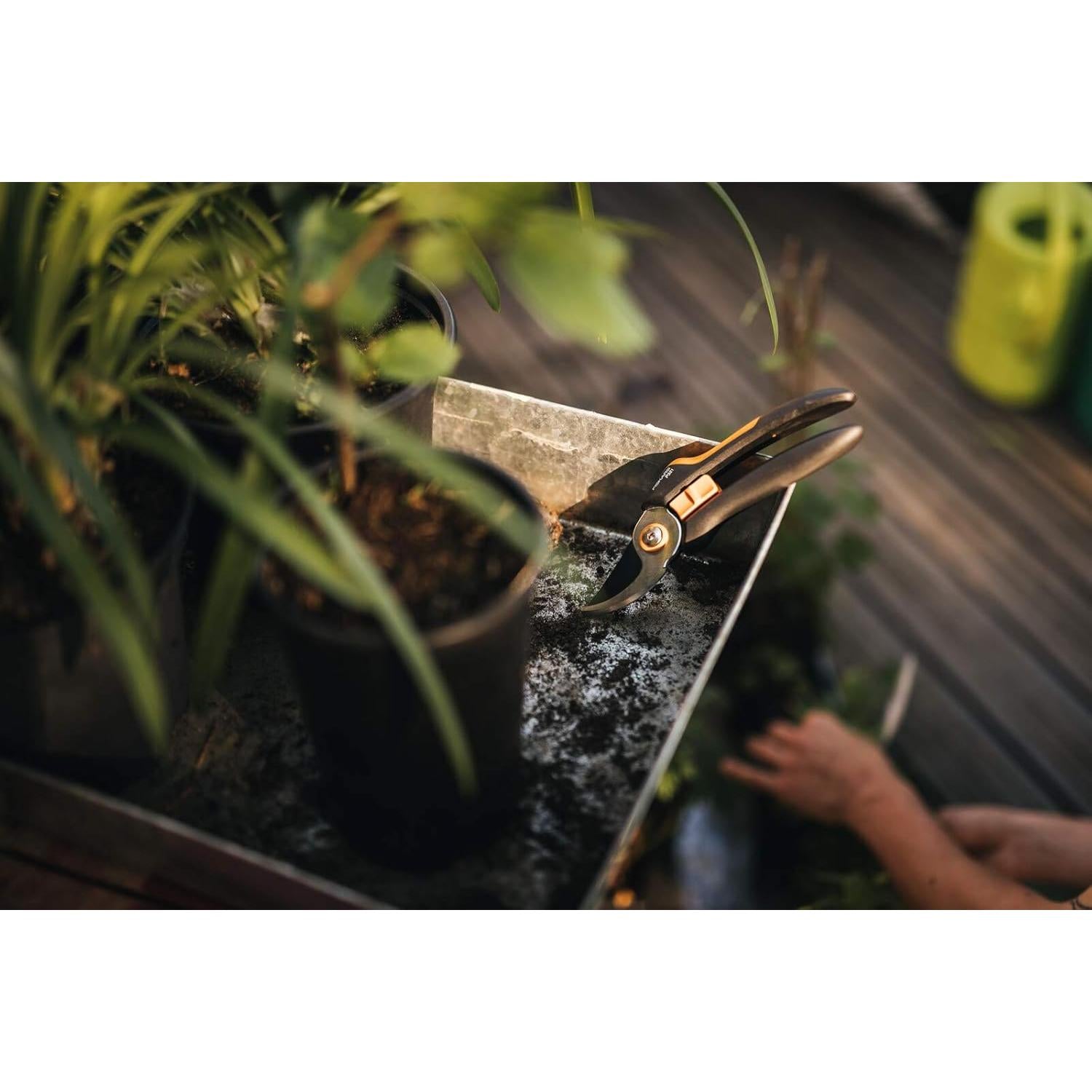 Fiskars Pruning Shears M, Solid, P321, for Fresh Branches and Twigs, Non-Stick Coating, Stainless Steel Blade, Length: 20 cm, Black/Orange, 1057162