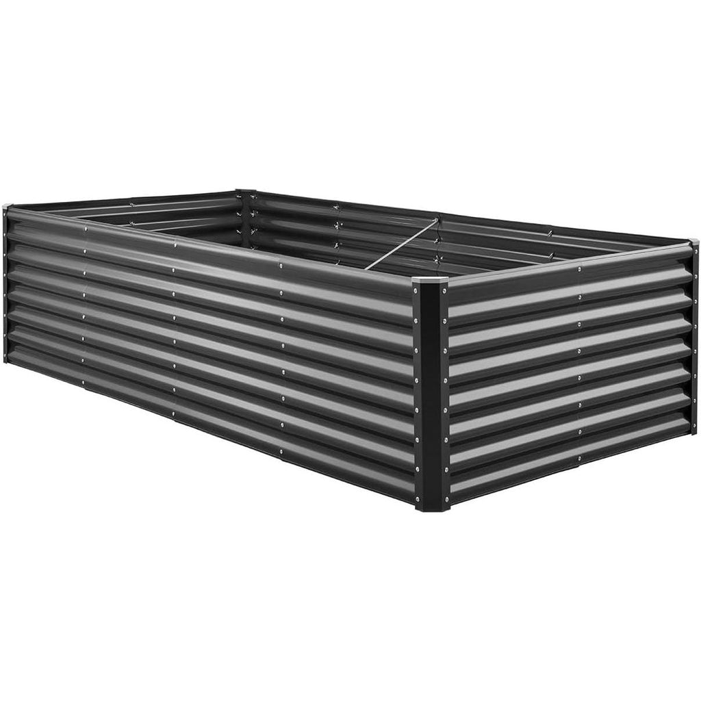 VEVOR Raised Metal Vegetable Garden Garden Garden Bed 240 x 120 x 60 cm Square Galvanised Raised Bed Garden Bed Garden Planter for Growing Vegetables, Flowers, Herbs, Aromatic Plants, Dark Grey