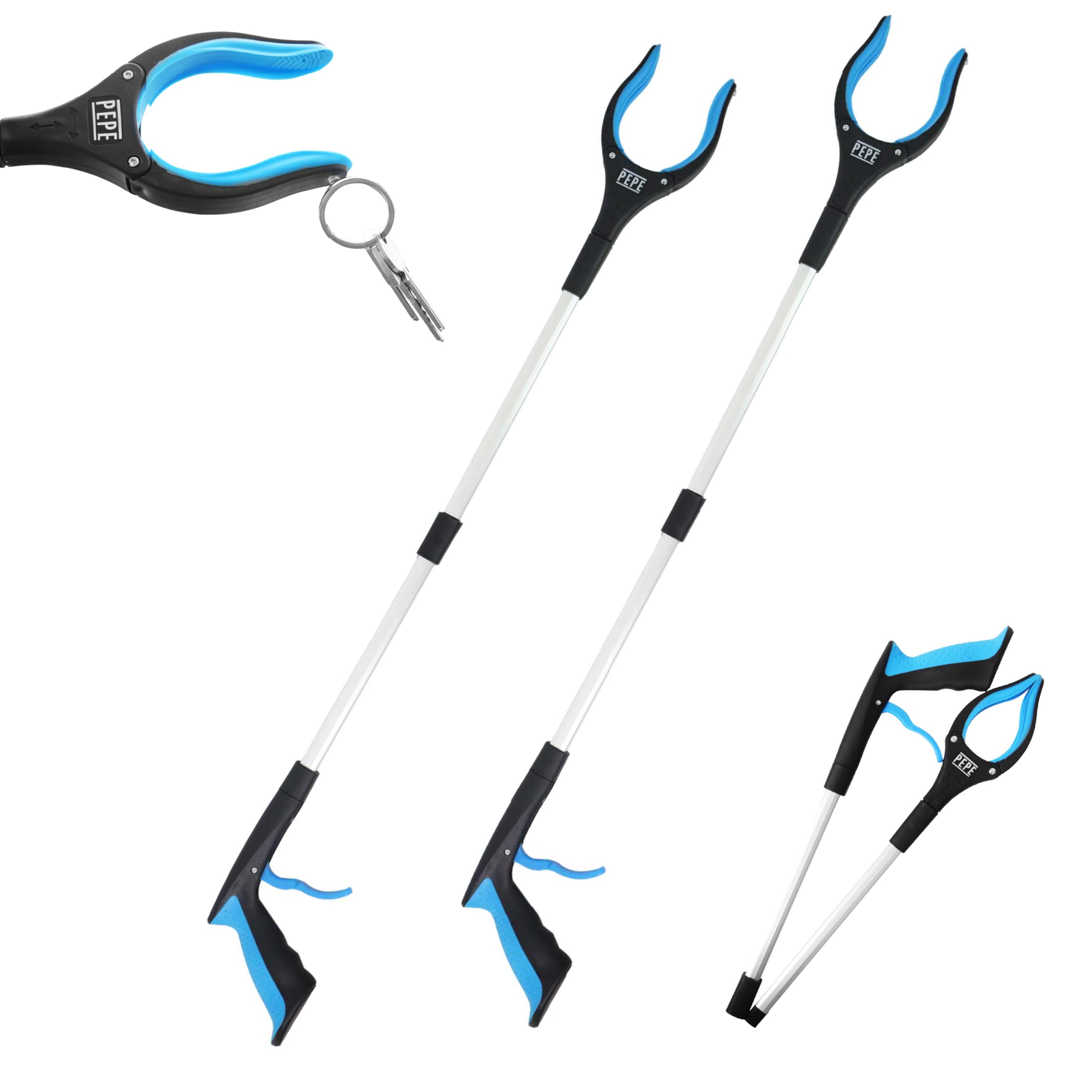 PEPE Mobility Foldable object pick up clamp (x1 unit), catch waste and objects without bending down, magnet grip seniors with disabilities