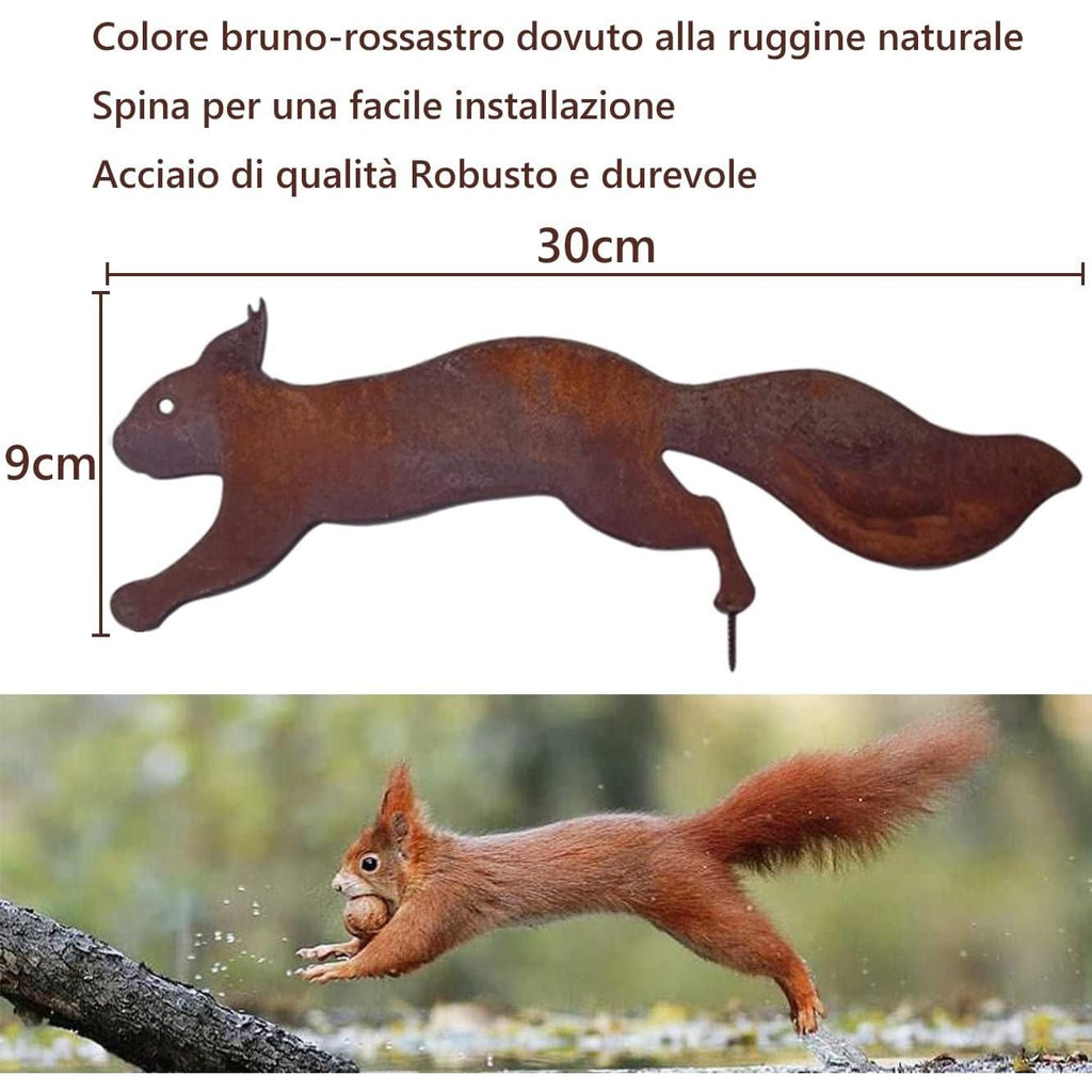 Squirrel for Tree - Metal Garden Decoration - 30 cm - Natural Rust Patina