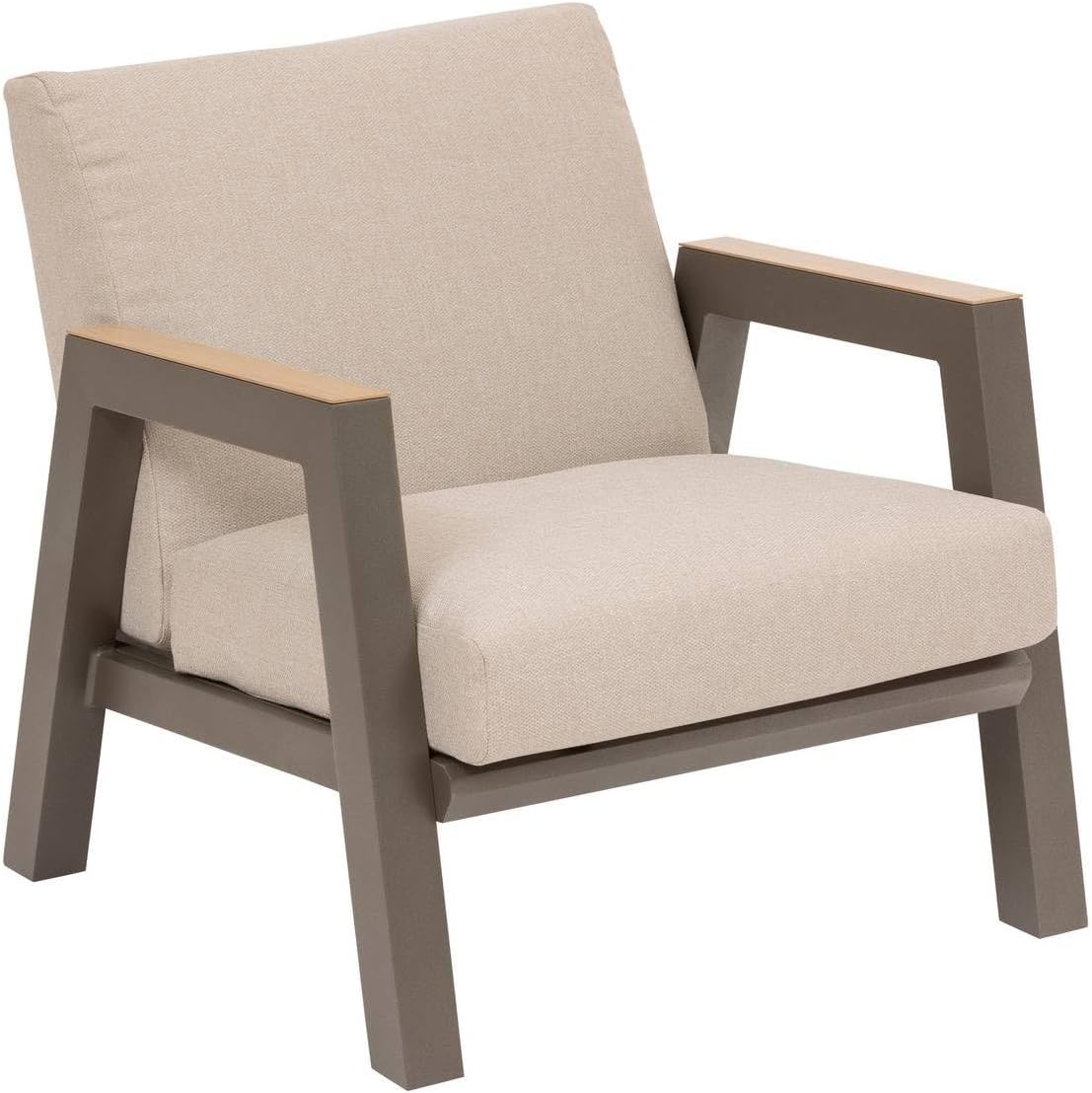 Hespéride - Axiome Garden Furniture 5 People Beige and Praline, Anti-Corrosion Aluminium, Removable Cushions - for Terrace, Outdoor