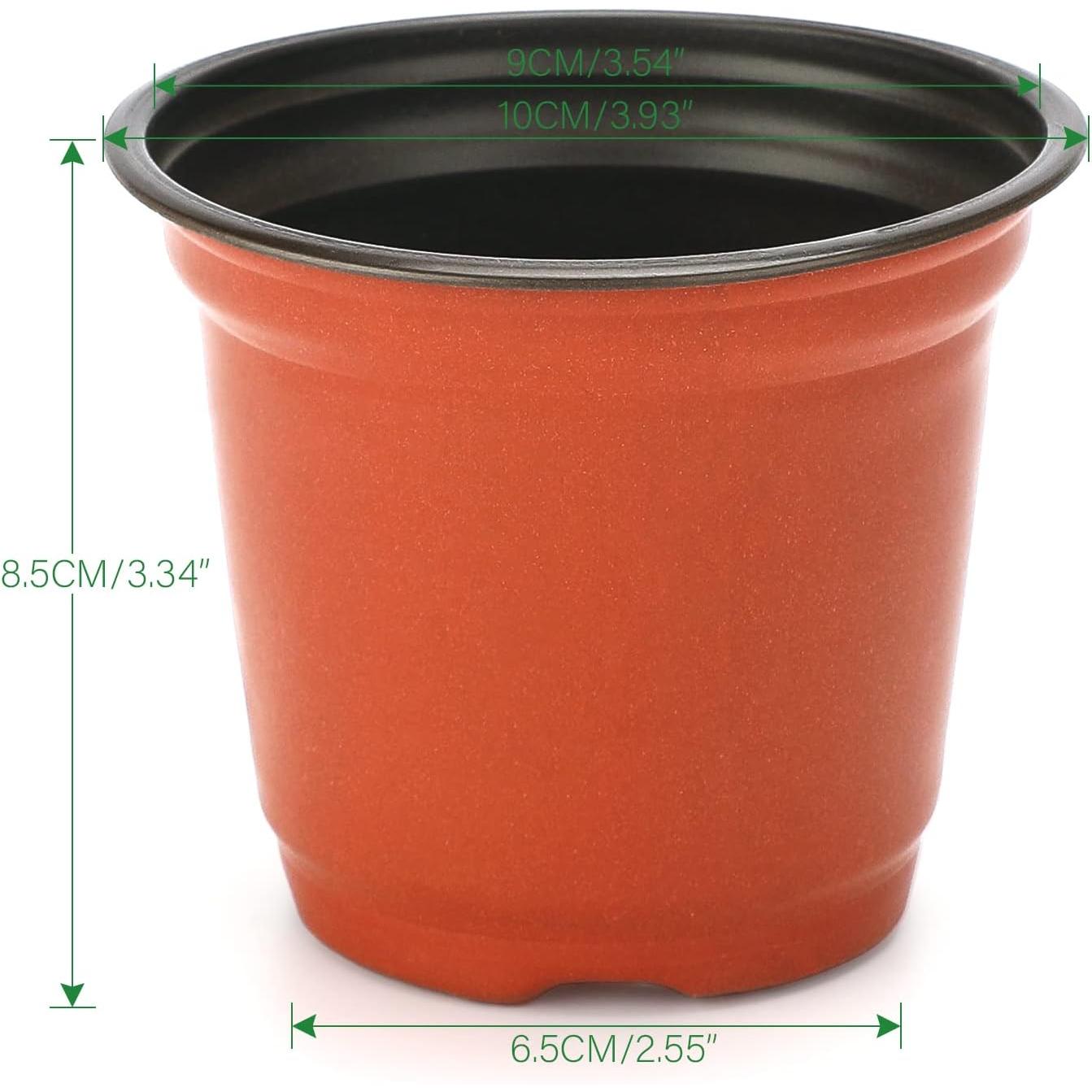 KINGLAKE 100 x 10 cm Flower Pots, Outdoor Seedling Pots, Plastic Plant Pots, Transplanting Pots, Seedling Buckets for Interiors, Red-Brown