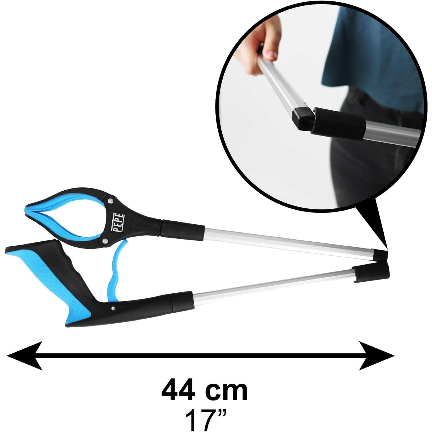 PEPE Mobility Foldable object pick up clamp (x1 unit), catch waste and objects without bending down, magnet grip seniors with disabilities