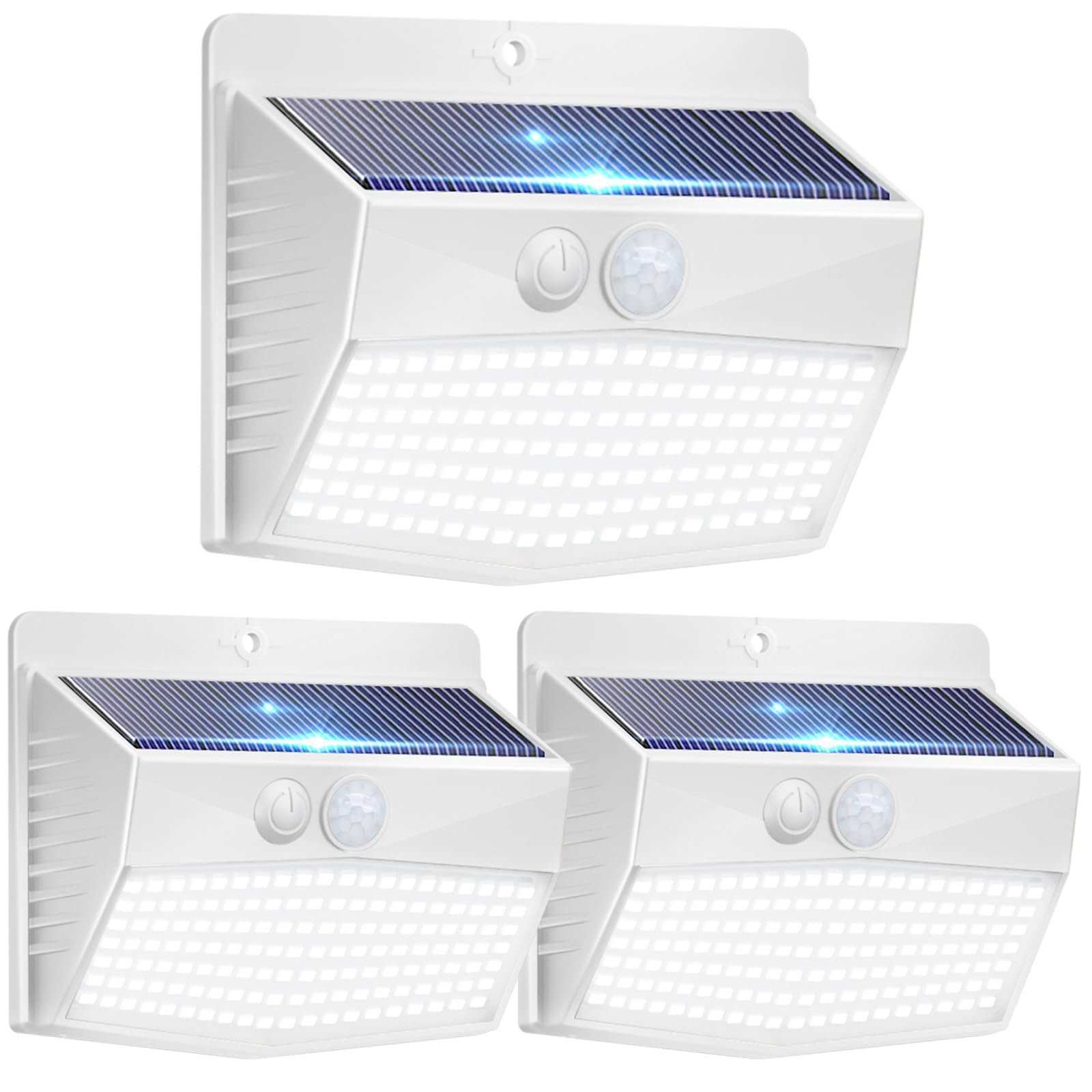 Peasur Set of 3 Outdoor Solar Motion Sensor Light, Wireless Waterproof Outdoor Solar Spotlight 3 Modes LED Solar Outdoor Lighting for Garden Decoration