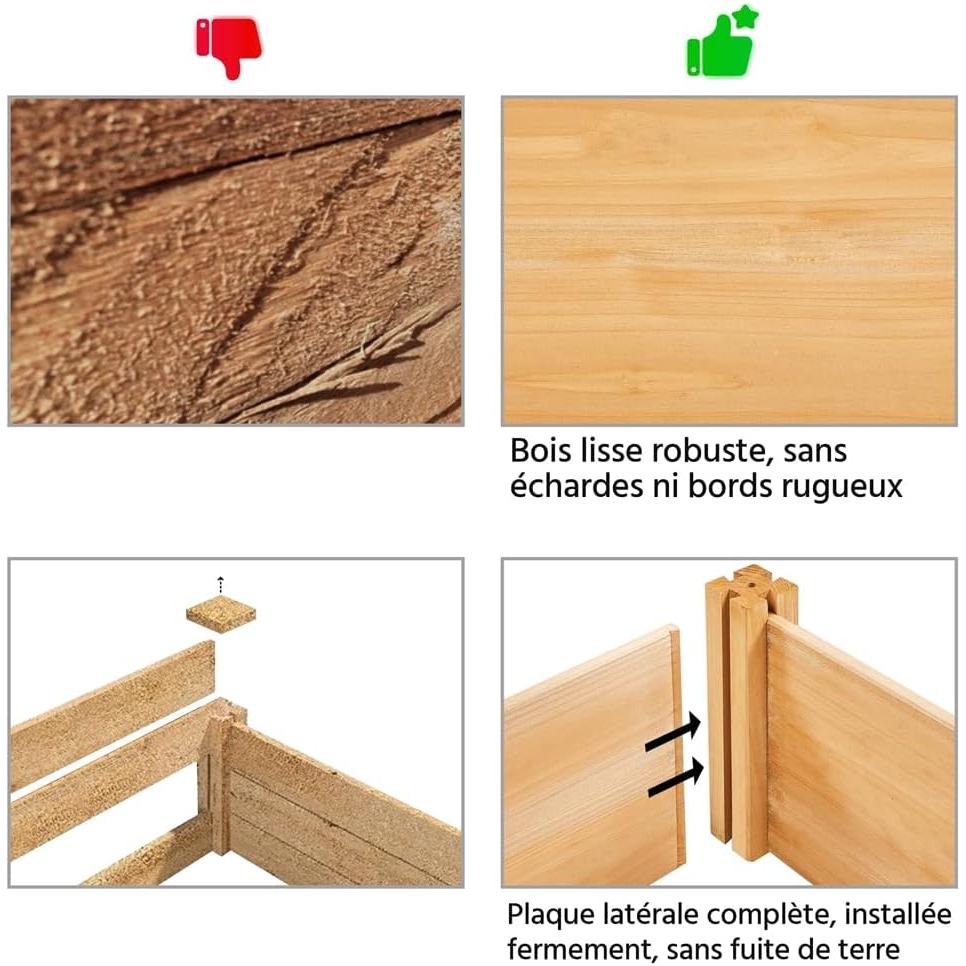 Yaheetech Square Wooden Vegetable Garden Raised Vegetable Garden Outdoor / Indoor Vegetable Planter for Garden Yard Greenhouse Terrace 245.5cm L x 62.5cm W x 27cm H Light Brown