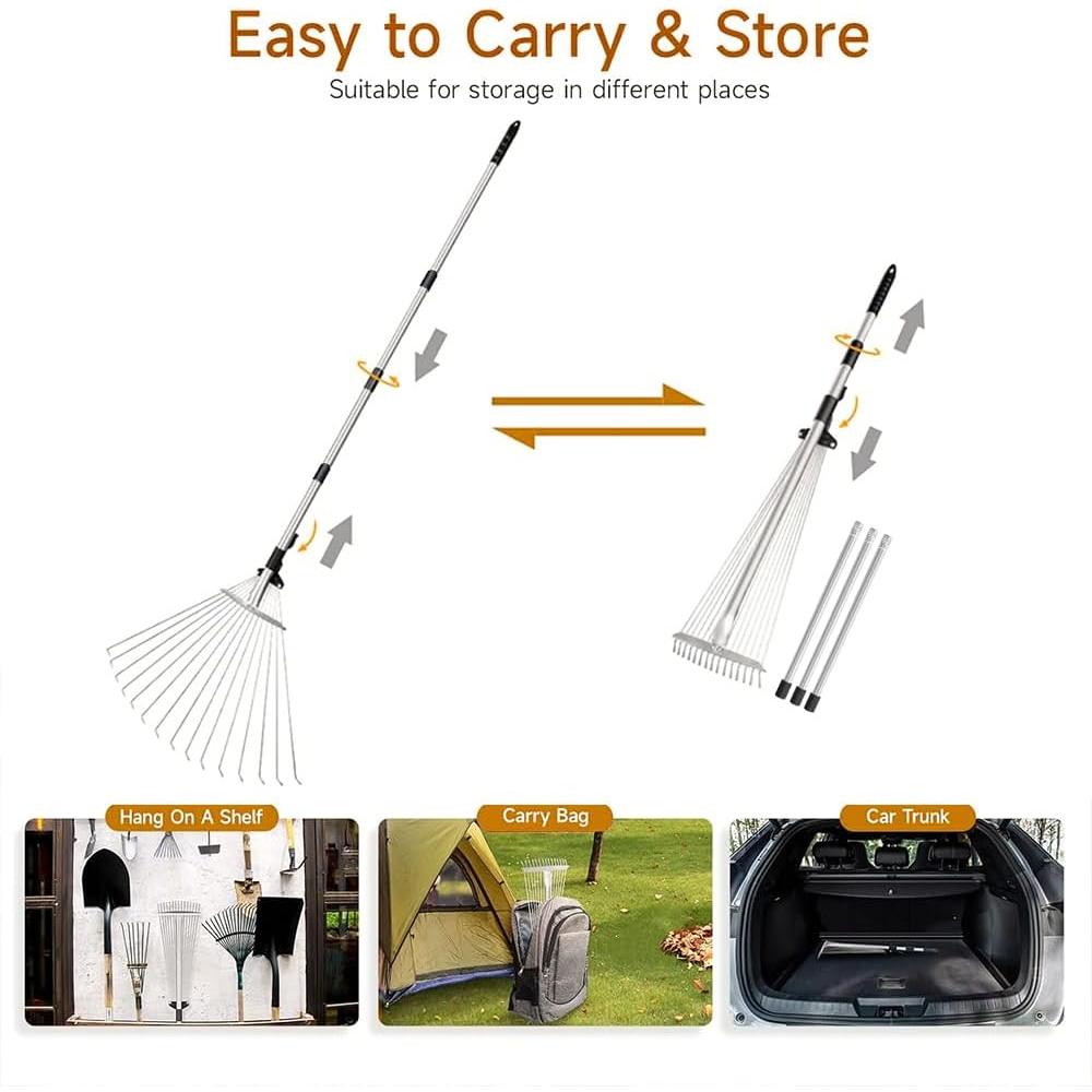 Leaf Rake with Handle,215,Steel Leaf Rake,Garden Broom for Leaves Rake with Handle,Rake for Cleaning Plants, Lawns and Yard