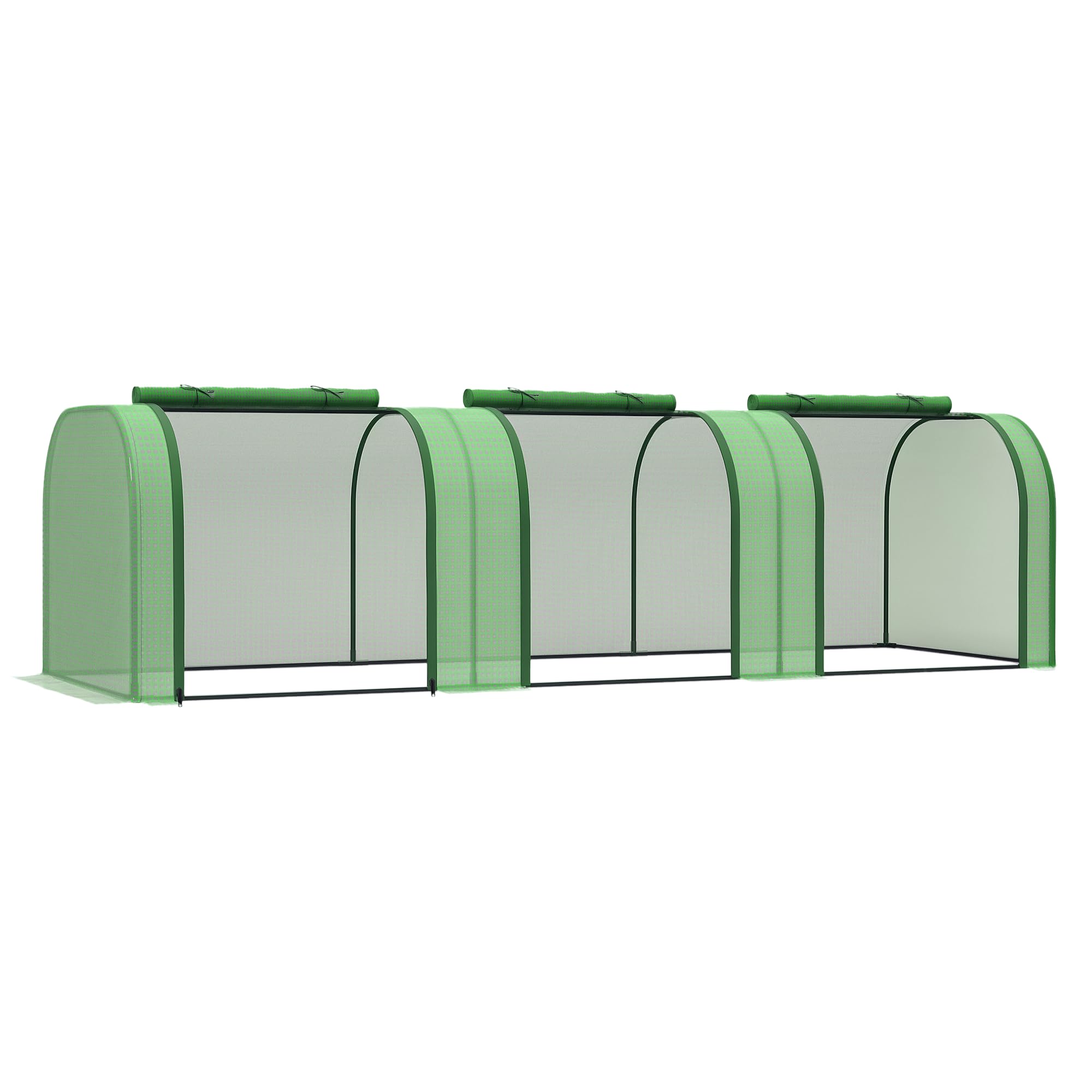 Outsunny Mini Garden Greenhouse Mini Greenhouse Tunnel Tomato Greenhouse 4 x 1 x 0.8 m High Density PE Steel 140 g/m² Anti-UV 4 Doors with Roll-Up Zip White