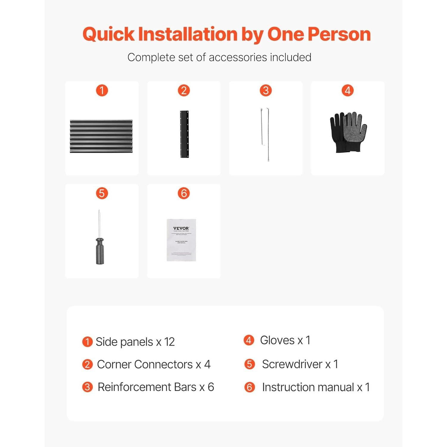 VEVOR Raised Metal Vegetable Garden Garden Garden Bed 240 x 120 x 60 cm Square Galvanised Raised Bed Garden Bed Garden Planter for Growing Vegetables, Flowers, Herbs, Aromatic Plants, Dark Grey