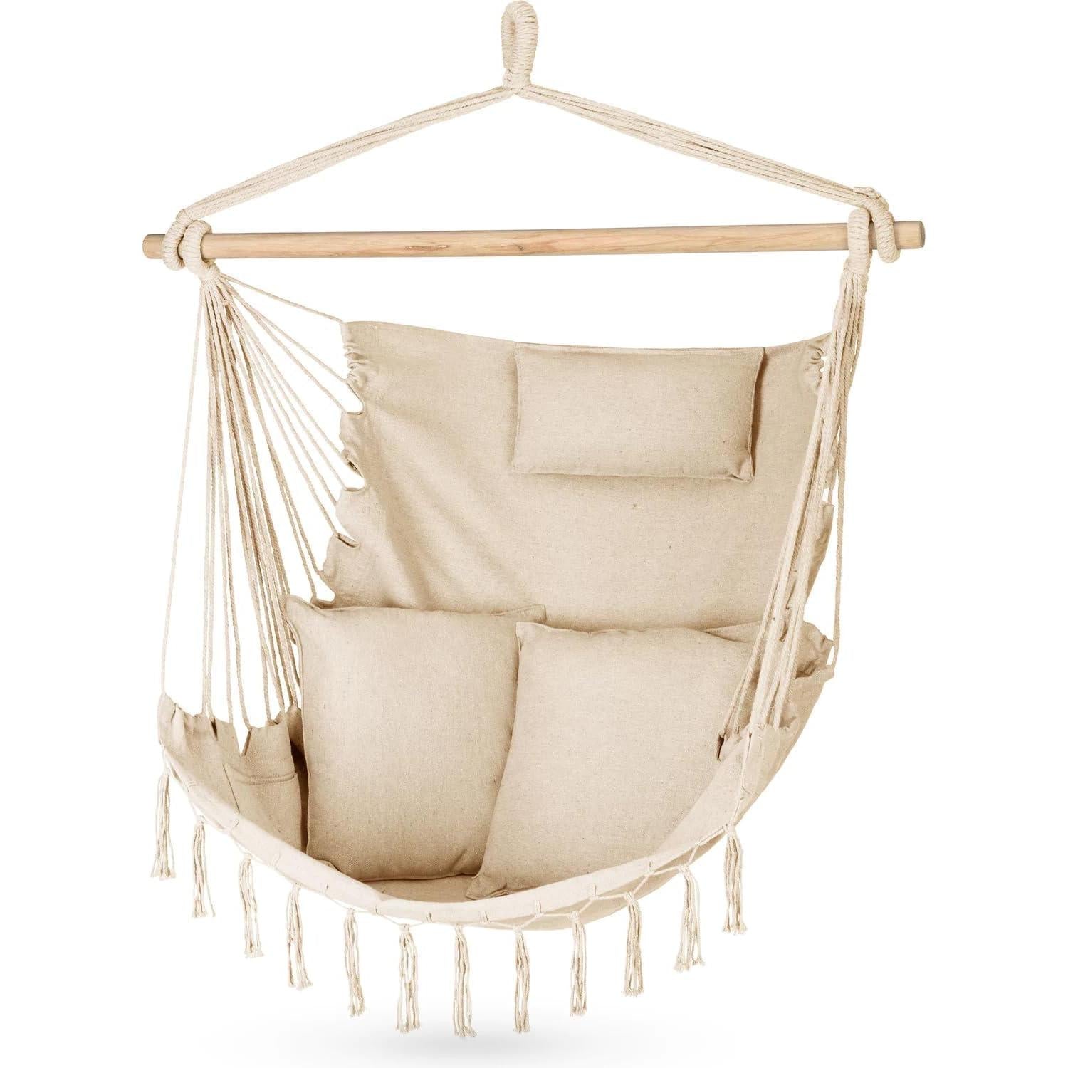 Hanging Chair with 2 Cushions, Hanging Hammock – 100 x 130 x 75 cm – BIS 150 kg – Outdoor and Indoor Hanging Chair – Bohemian Style Suitable for Any Decor – Ideal for Balcony, Garden