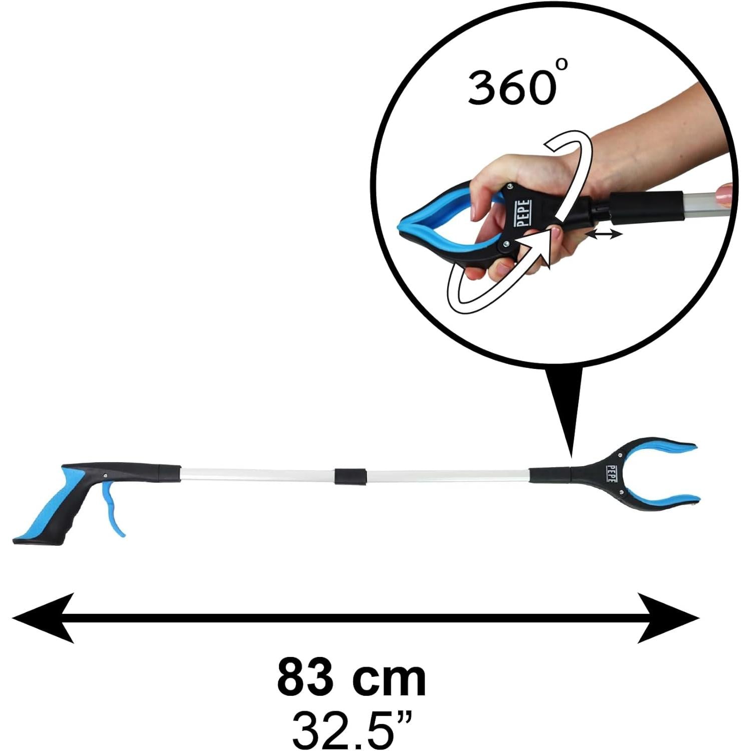 PEPE Mobility Foldable object pick up clamp (x1 unit), catch waste and objects without bending down, magnet grip seniors with disabilities