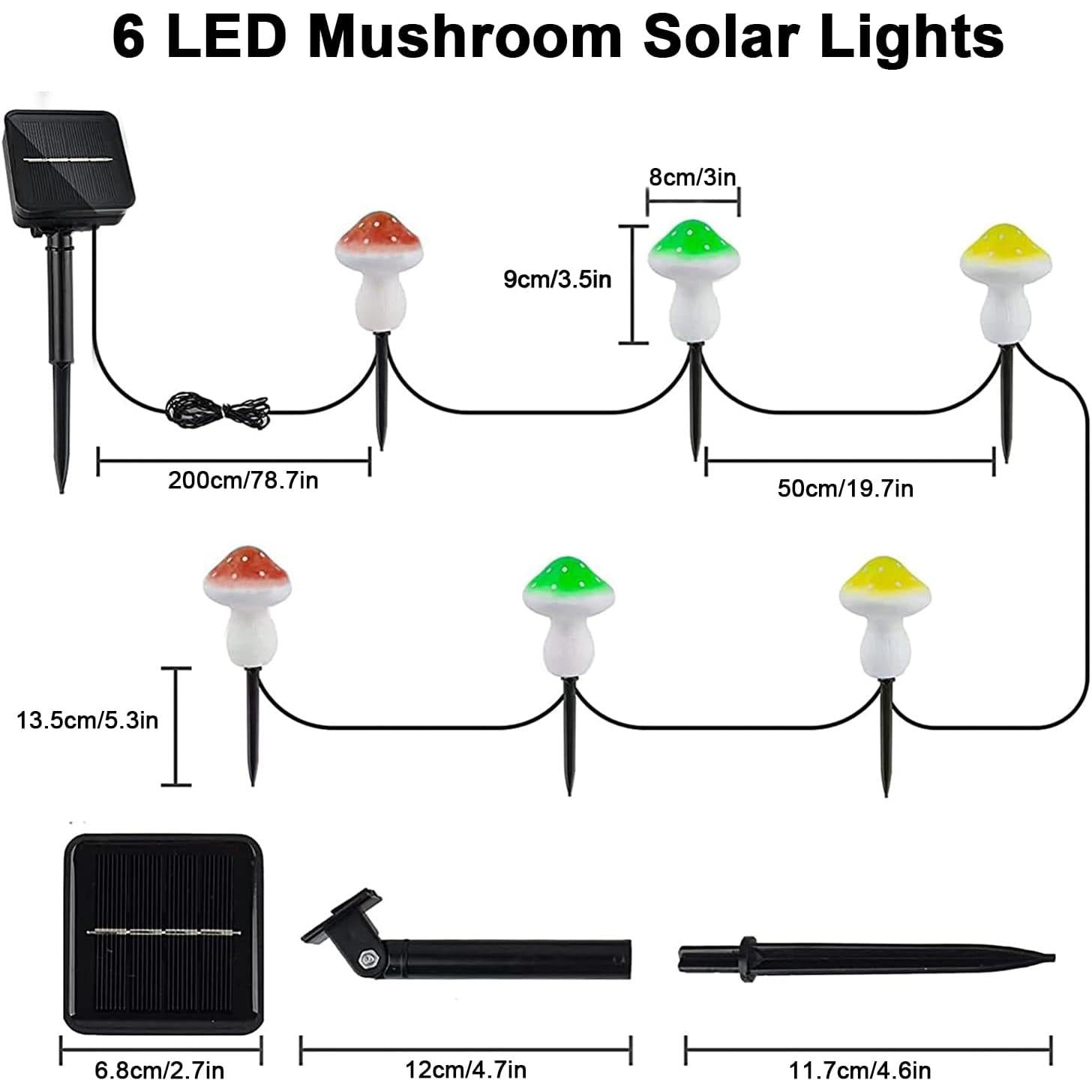 Solar Garden Decorations 6 LED Mushroom Garden Decorations Waterproof Outdoor Decorations for Driveway Landscape Fence Lawn Garden Wedding Party Decorations