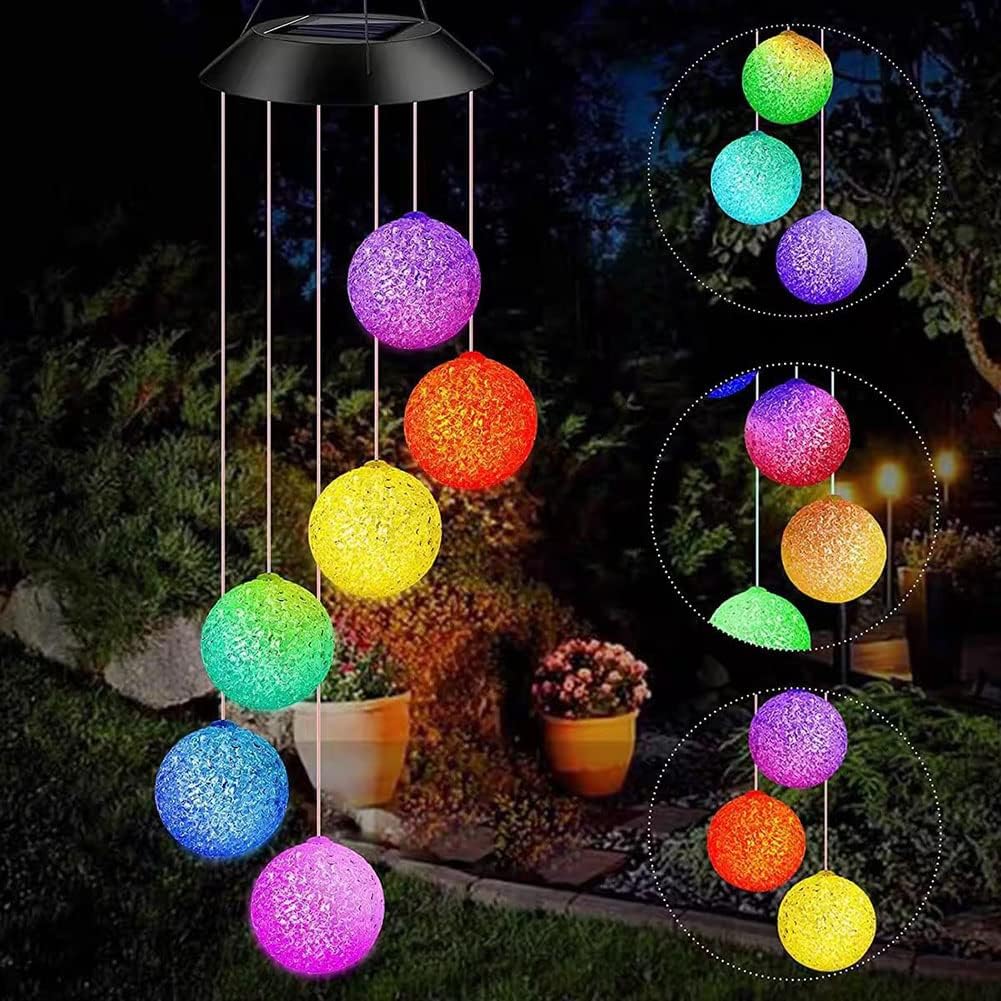 Solar LED Wind Chime Color Changing Spiral Lights for Garden Outdoor Decoration Romantic Patio Garden with Hook Mother's Day Gift