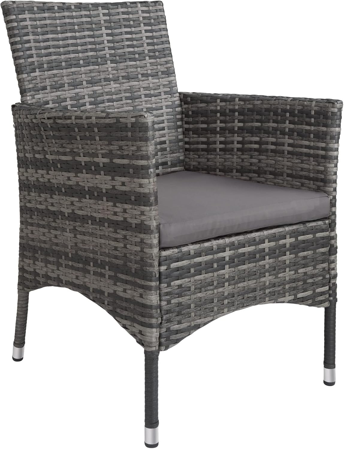 tectake Outdoor Poly Rattan Garden Furniture Set - Table, 8 Comfortable Armchairs, Protective Cover - Furniture for Balcony and Patio - Grey Mottled / Grey