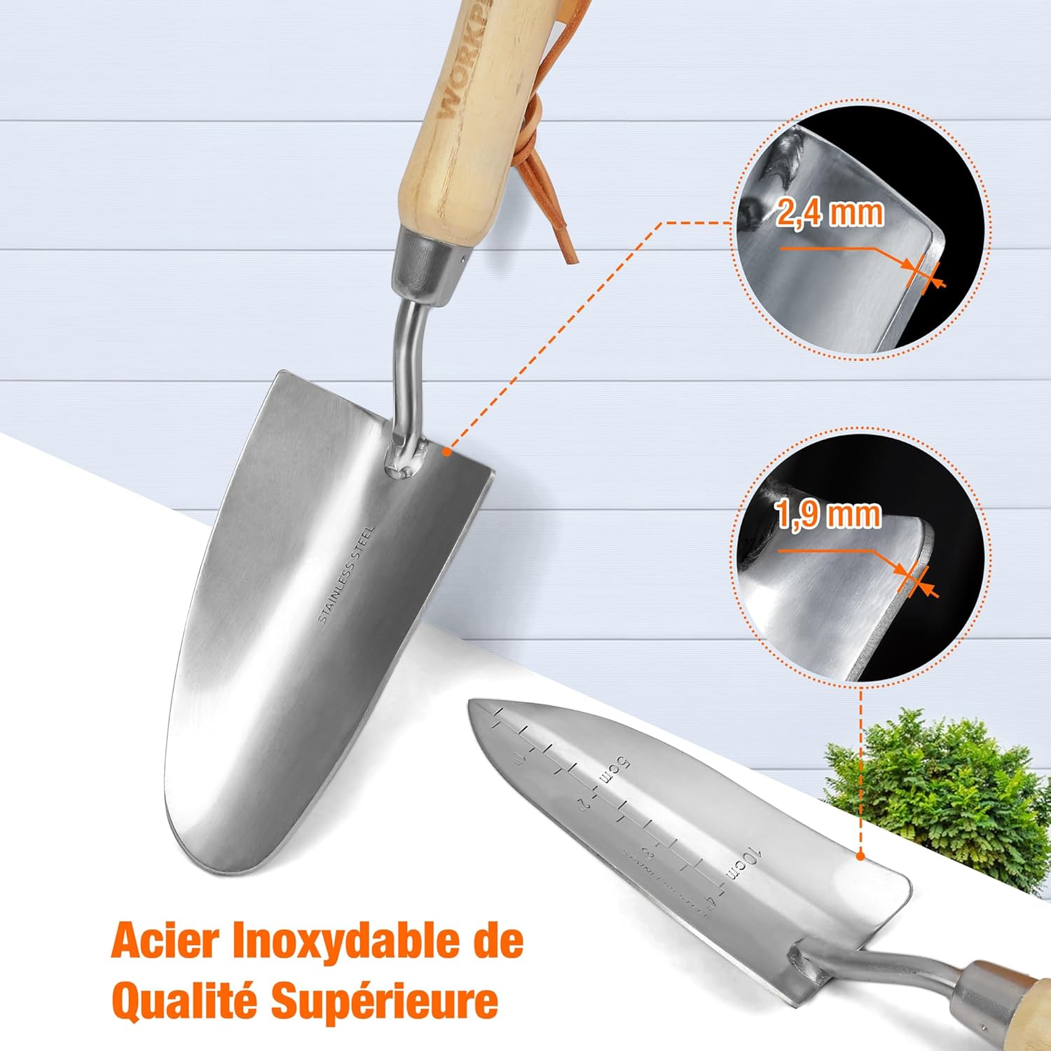 WORKPRO 8 Pcs Garden Tools Heavy Duty Stainless Steel Gardening Set with Wood Handle Pruning Shears Gloves Weeder Claw Fork Soil Shovel Transplanters for Gardener