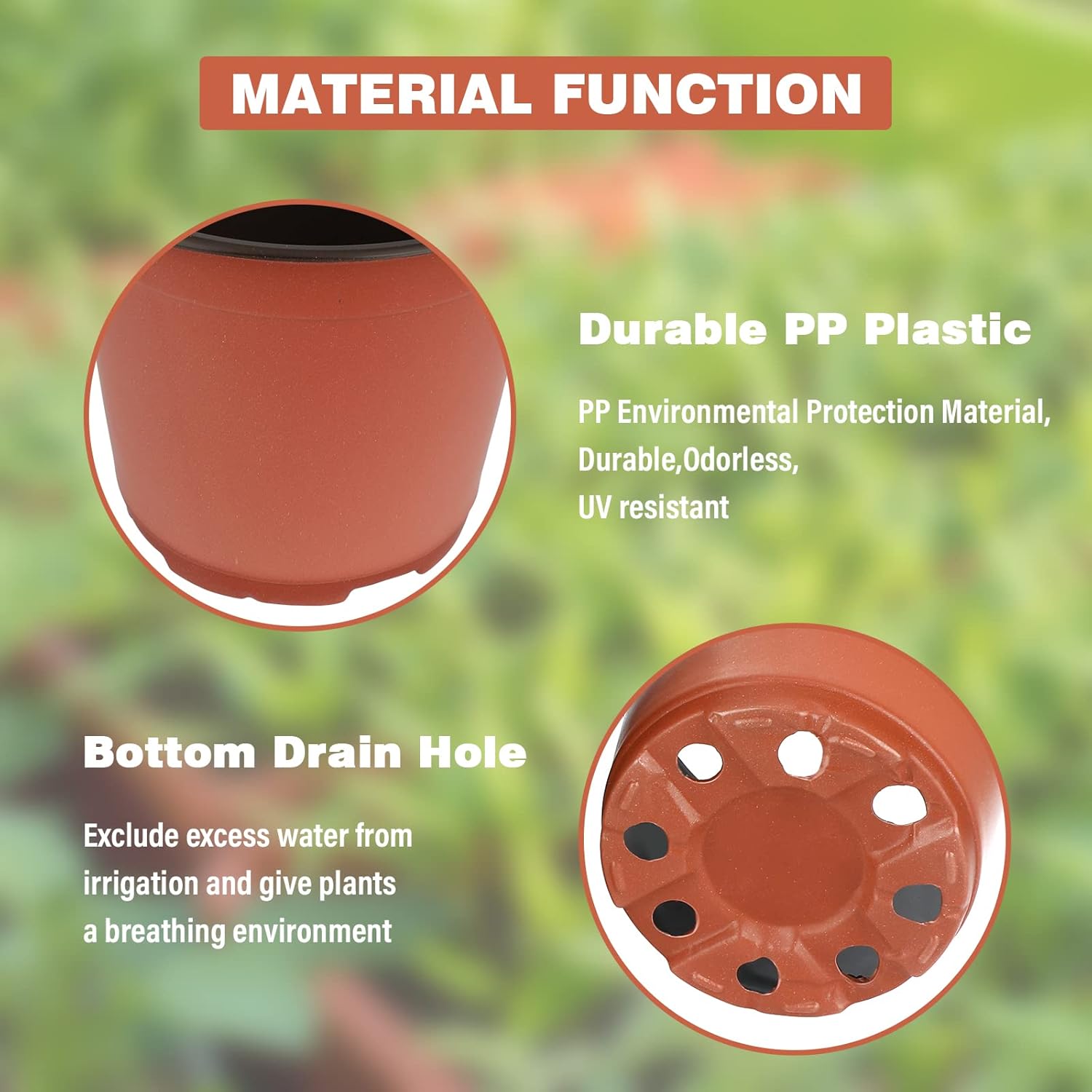 KINGLAKE 100 x 10 cm Flower Pots, Outdoor Seedling Pots, Plastic Plant Pots, Transplanting Pots, Seedling Buckets for Interiors, Red-Brown