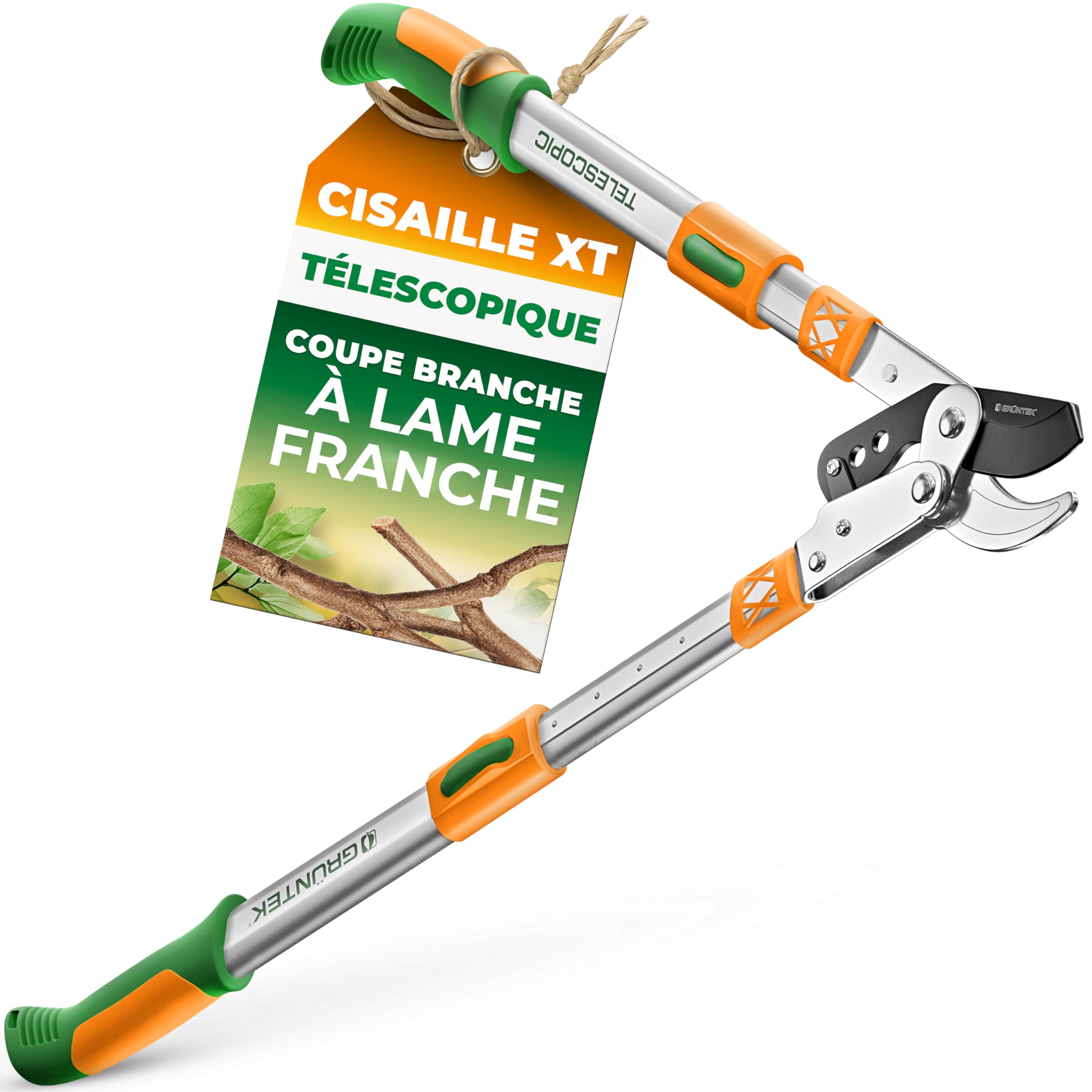 GRÜNTEK Professional Garden Pruning Shears with Automatic Ratchet and Anvil Condor 20 cm Branch Cutter Diameter 20 mm.