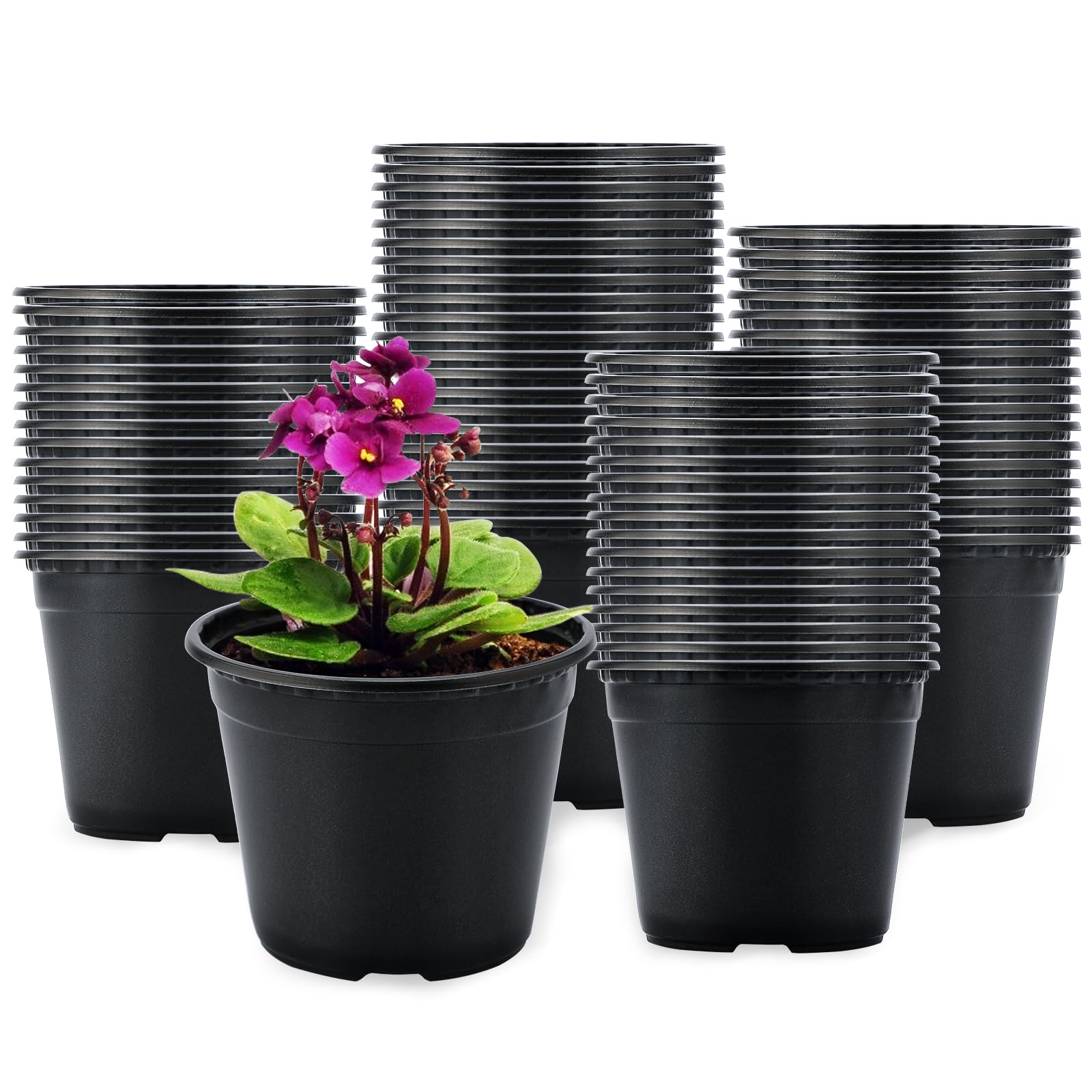 KINGLAKE 100 x 10 cm Flower Pots, Outdoor Seedling Pots, Plastic Plant Pots, Transplanting Pots, Seedling Buckets for Interiors, Red-Brown