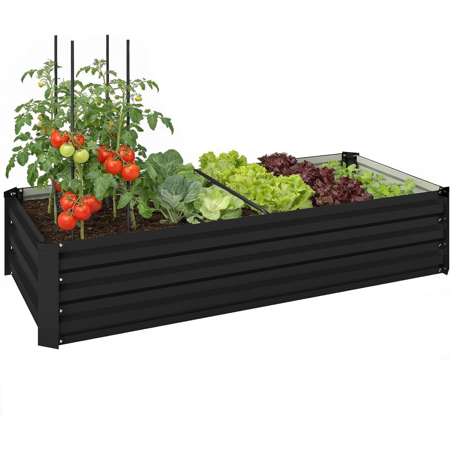 Outsunny Rectangular Steel Garden Planter with Safety Border and Open Bottom, 150L x 70W x 30H cm, Dark Grey
