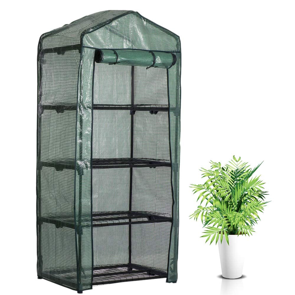 4-Tier Garden Greenhouse Cover with Removable Transparent Tarpaulin 160 x 70 x 50 cm, Waterproof and Breathable PVC Greenhouse Cover for Indoor and Outdoor Growing Potted Plants, Vegetables, Flowers