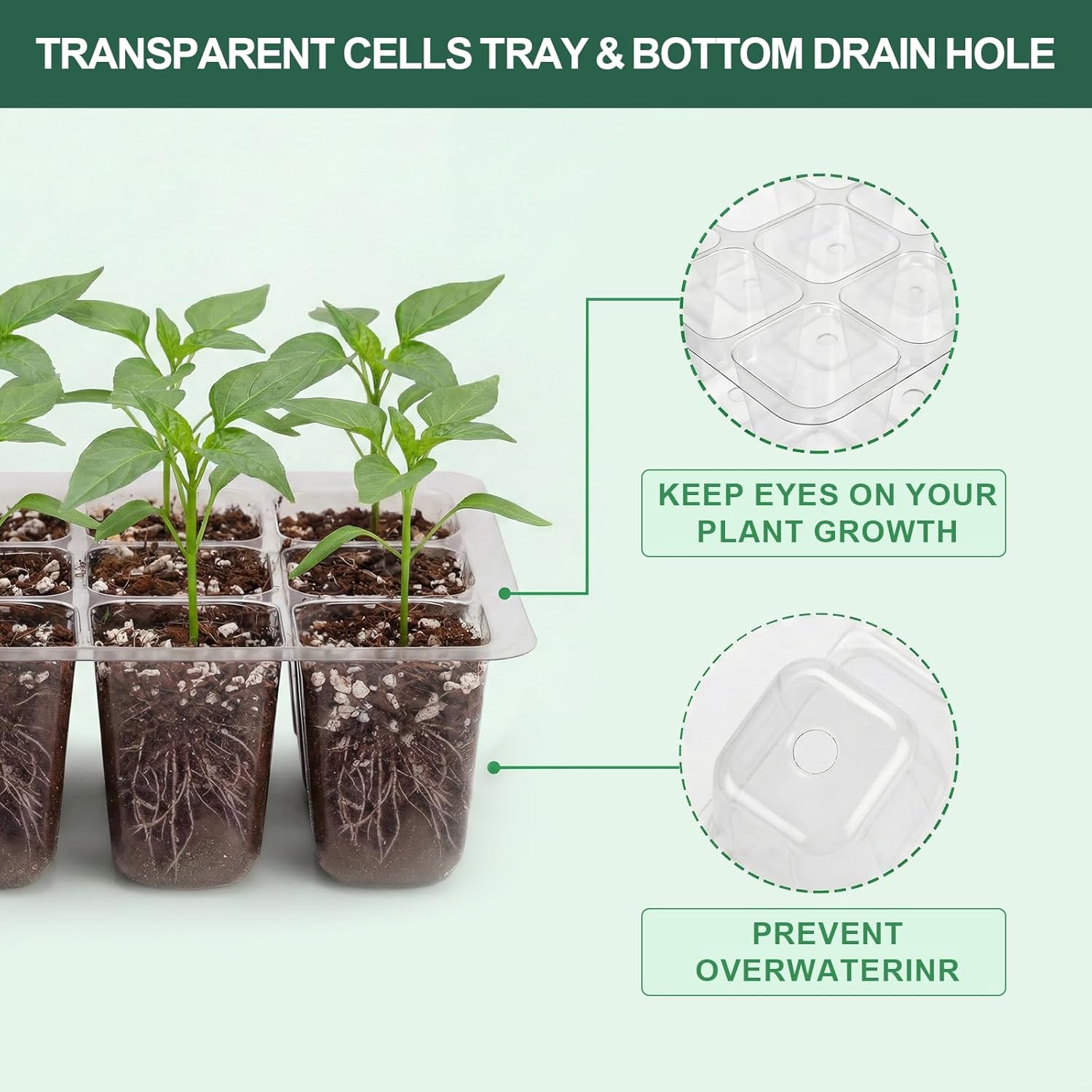 Verdenu Mini Greenhouse for Plants, 10 Pieces 120 Cells Plate Seeding, Indoor Greenhouse with Raised Lids, Seedling Tray Nursery Grow Box, Durable Dome Height 8.5 cm