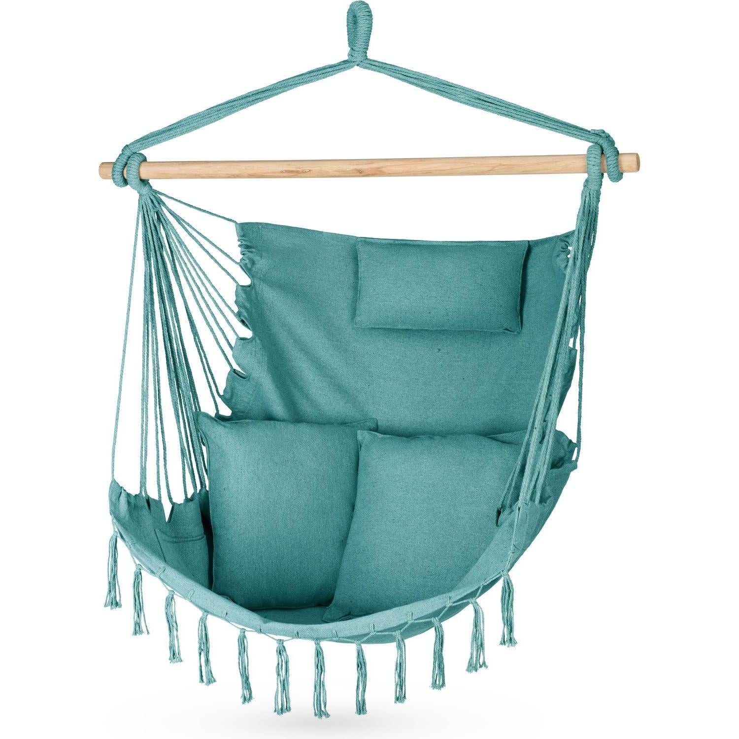 Hanging Chair with 2 Cushions, Hanging Hammock – 100 x 130 x 75 cm – BIS 150 kg – Outdoor and Indoor Hanging Chair – Bohemian Style Suitable for Any Decor – Ideal for Balcony, Garden