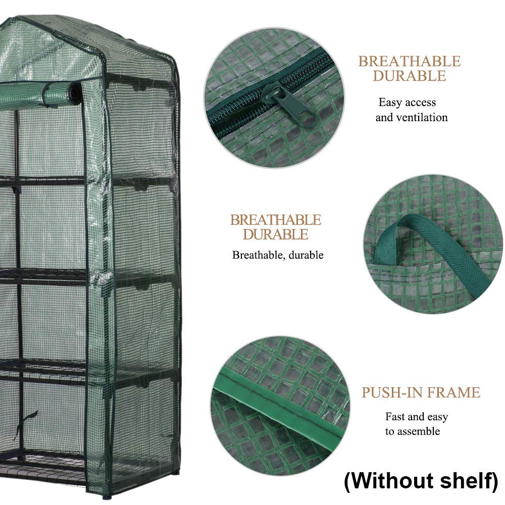 4-Tier Garden Greenhouse Cover with Removable Transparent Tarpaulin 160 x 70 x 50 cm, Waterproof and Breathable PVC Greenhouse Cover for Indoor and Outdoor Growing Potted Plants, Vegetables, Flowers