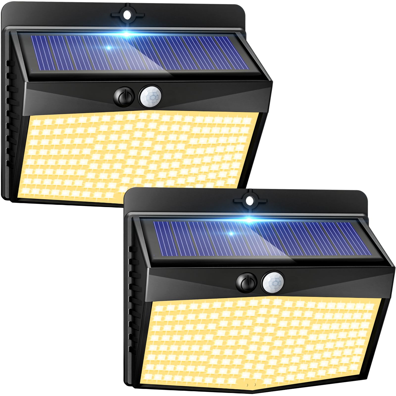 Peasur Set of 3 Outdoor Solar Motion Sensor Light, Wireless Waterproof Outdoor Solar Spotlight 3 Modes LED Solar Outdoor Lighting for Garden Decoration