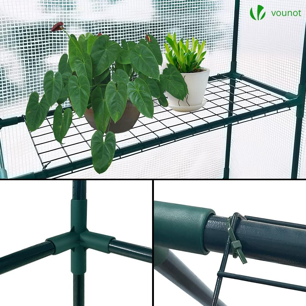 VOUNOT PE Garden Greenhouse with Shelves 3 Levels Garden Greenhouse for Vegetables Plants Flowers Reinforced Tarpaulin 135g/m2 Protect Your Plants in All Seasons 143 x 143 x 195 cm