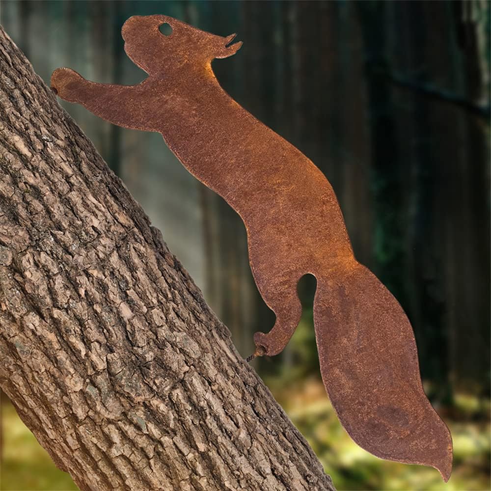 Squirrel for Tree - Metal Garden Decoration - 30 cm - Natural Rust Patina