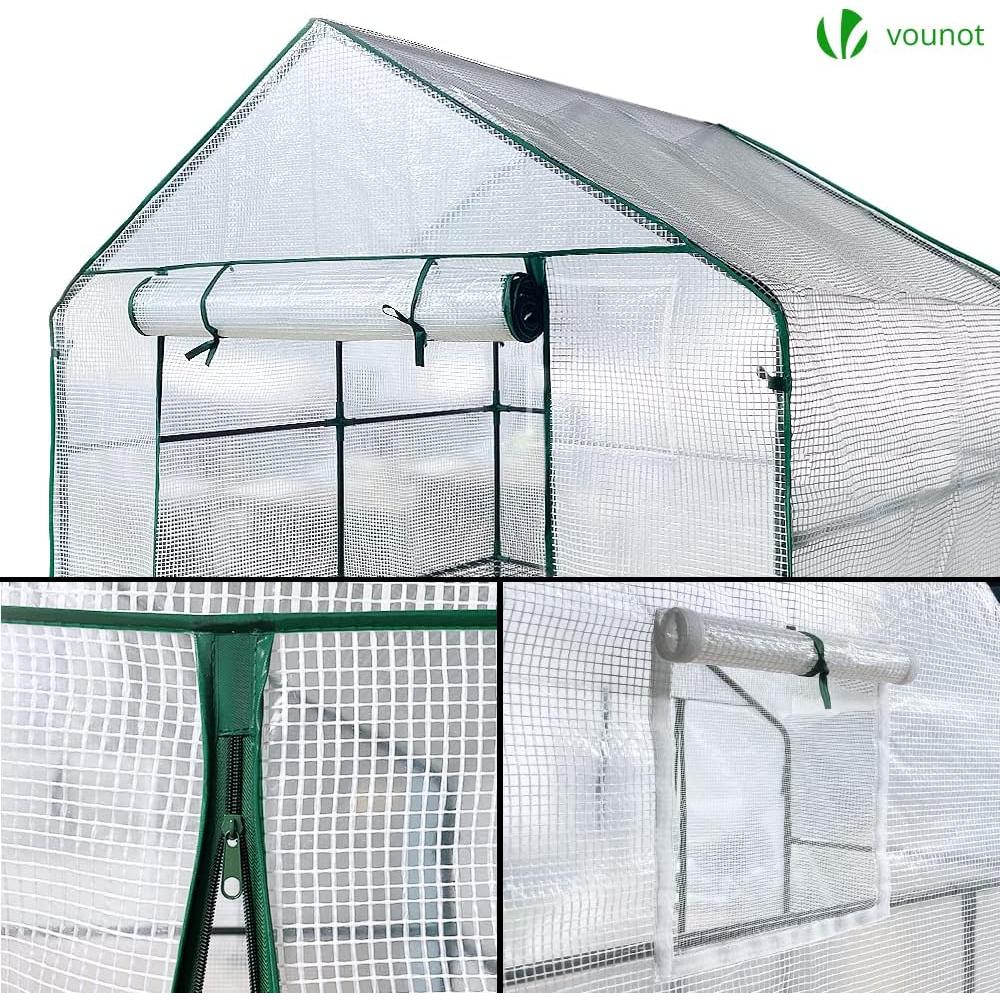 VOUNOT PE Garden Greenhouse with Shelves 3 Levels Garden Greenhouse for Vegetables Plants Flowers Reinforced Tarpaulin 135g/m2 Protect Your Plants in All Seasons 143 x 143 x 195 cm