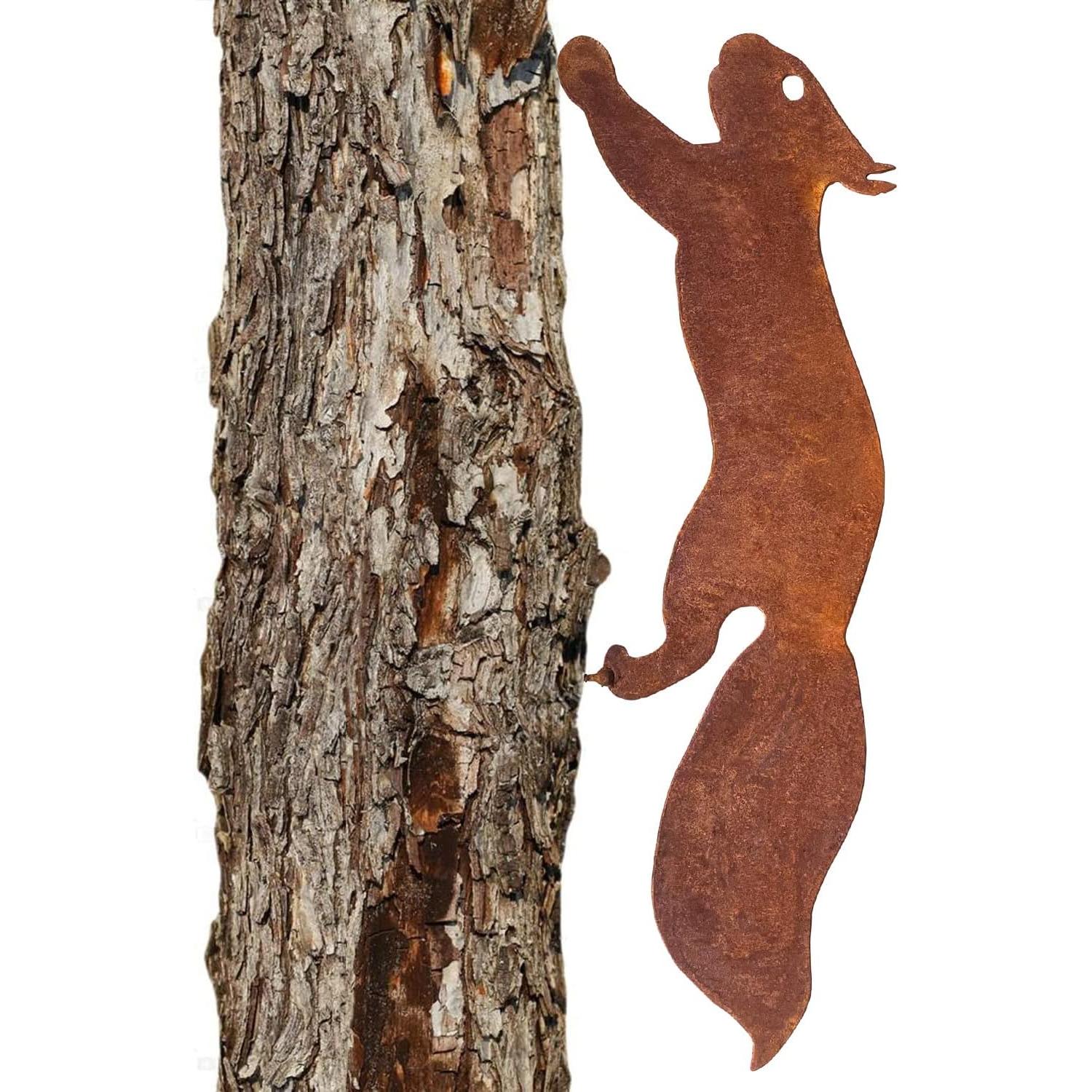 Squirrel for Tree - Metal Garden Decoration - 30 cm - Natural Rust Patina