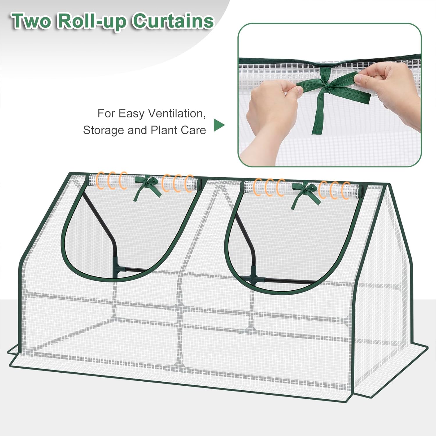 WOLTU Garden Greenhouse, Winter Greenhouse, Reinforced PE Tarpaulin 140g/㎡, with 2 Roll-Up Windows, Steel Tube Frame, 120 x 60 x 60 cm, White