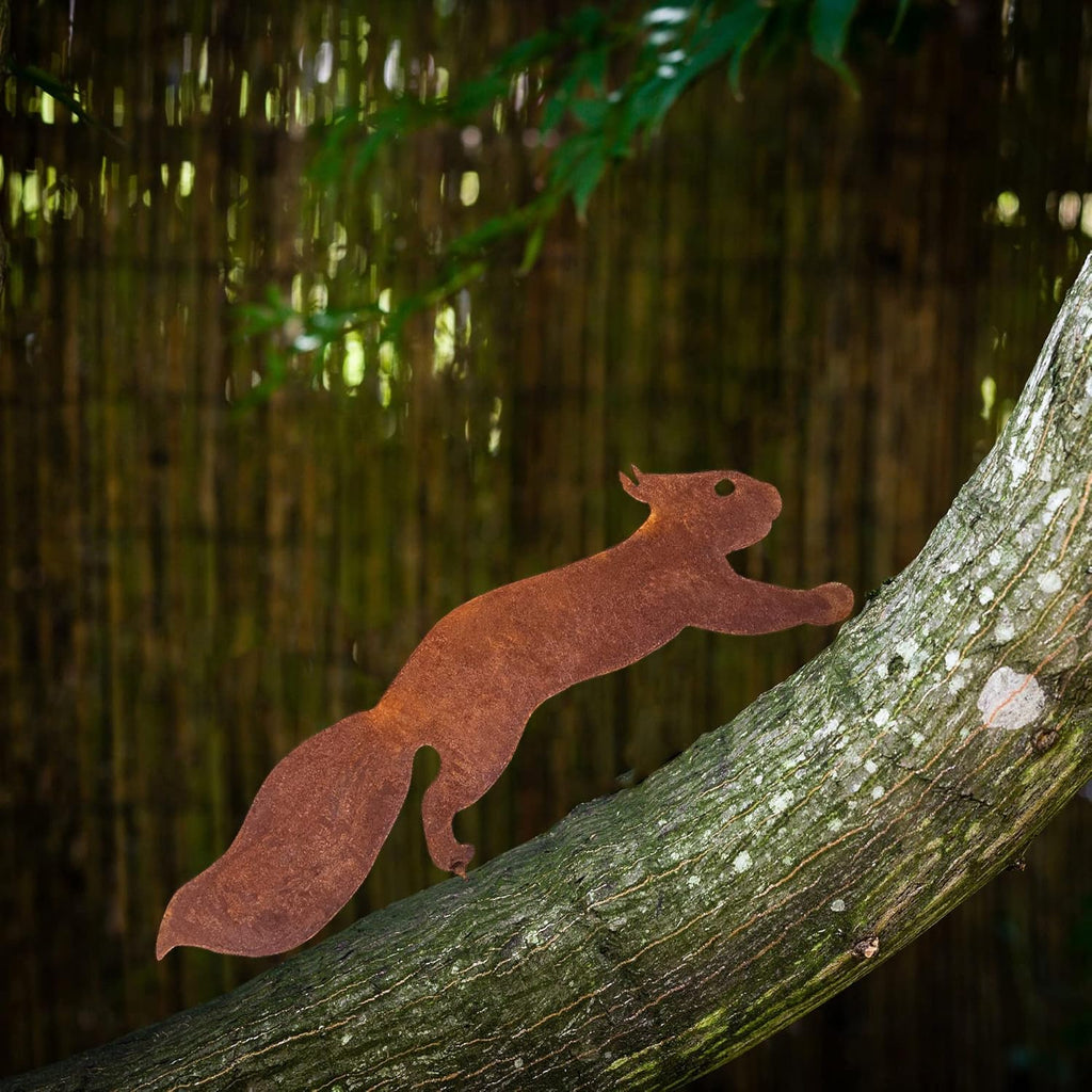 Squirrel for Tree - Metal Garden Decoration - 30 cm - Natural Rust Patina