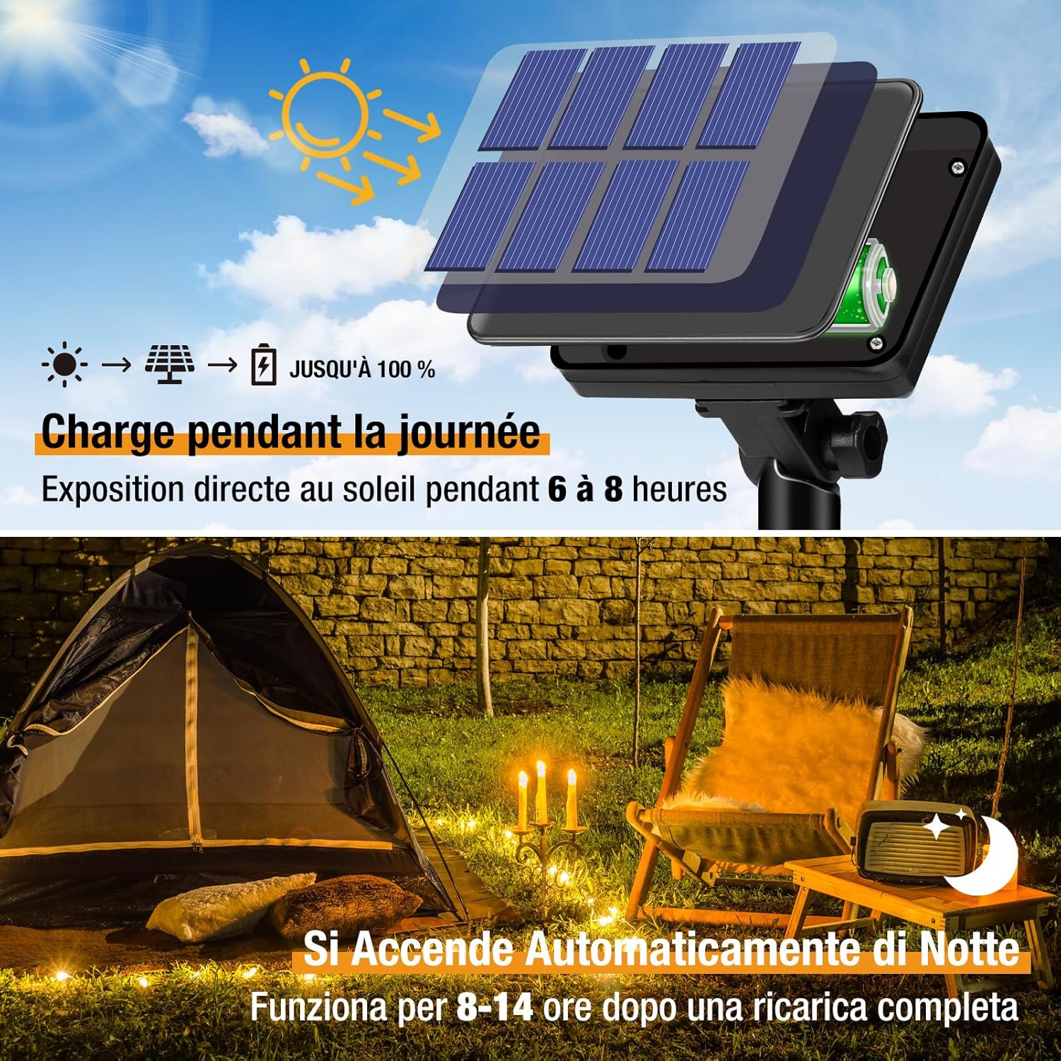 Set of 2 Solar String Lights Outdoor, Total 16 m, 160 LED, Waterproof, 8 Modes Decoration for Garden, Patio, Yard, Christmas, Wedding, Party, Warm White