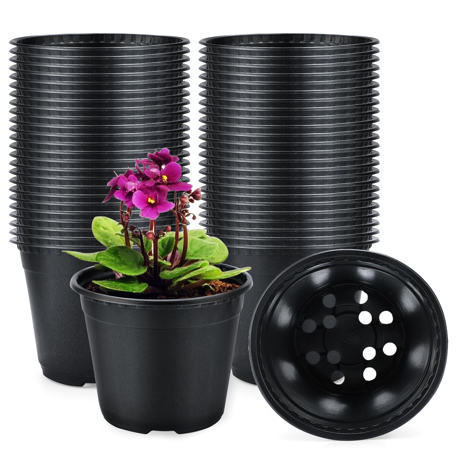 KINGLAKE 100 x 10 cm Flower Pots, Outdoor Seedling Pots, Plastic Plant Pots, Transplanting Pots, Seedling Buckets for Interiors, Red-Brown