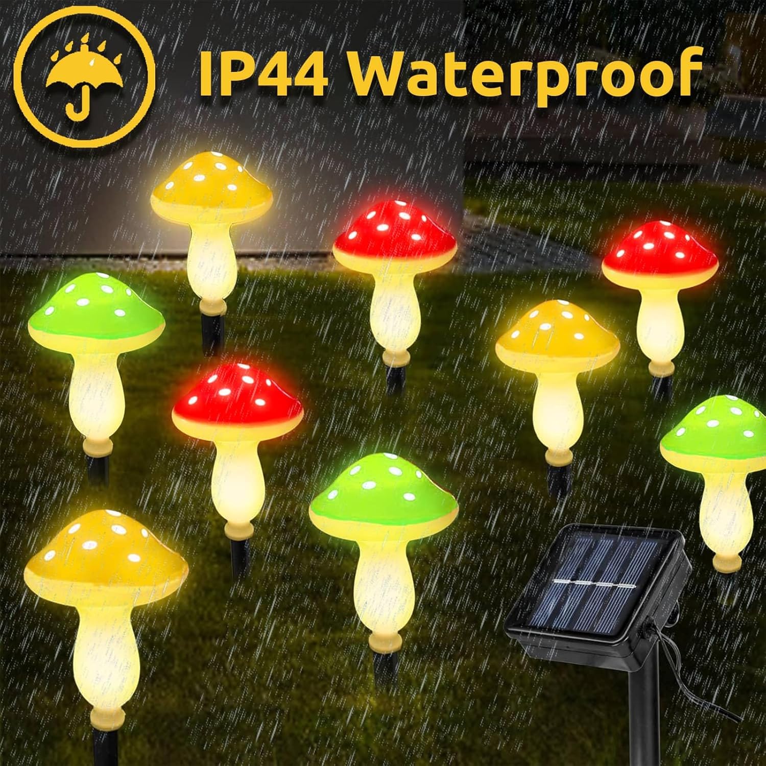 Solar Garden Decorations 6 LED Mushroom Garden Decorations Waterproof Outdoor Decorations for Driveway Landscape Fence Lawn Garden Wedding Party Decorations