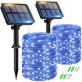 Set of 2 Solar String Lights Outdoor, Total 16 m, 160 LED, Waterproof, 8 Modes Decoration for Garden, Patio, Yard, Christmas, Wedding, Party, Warm White