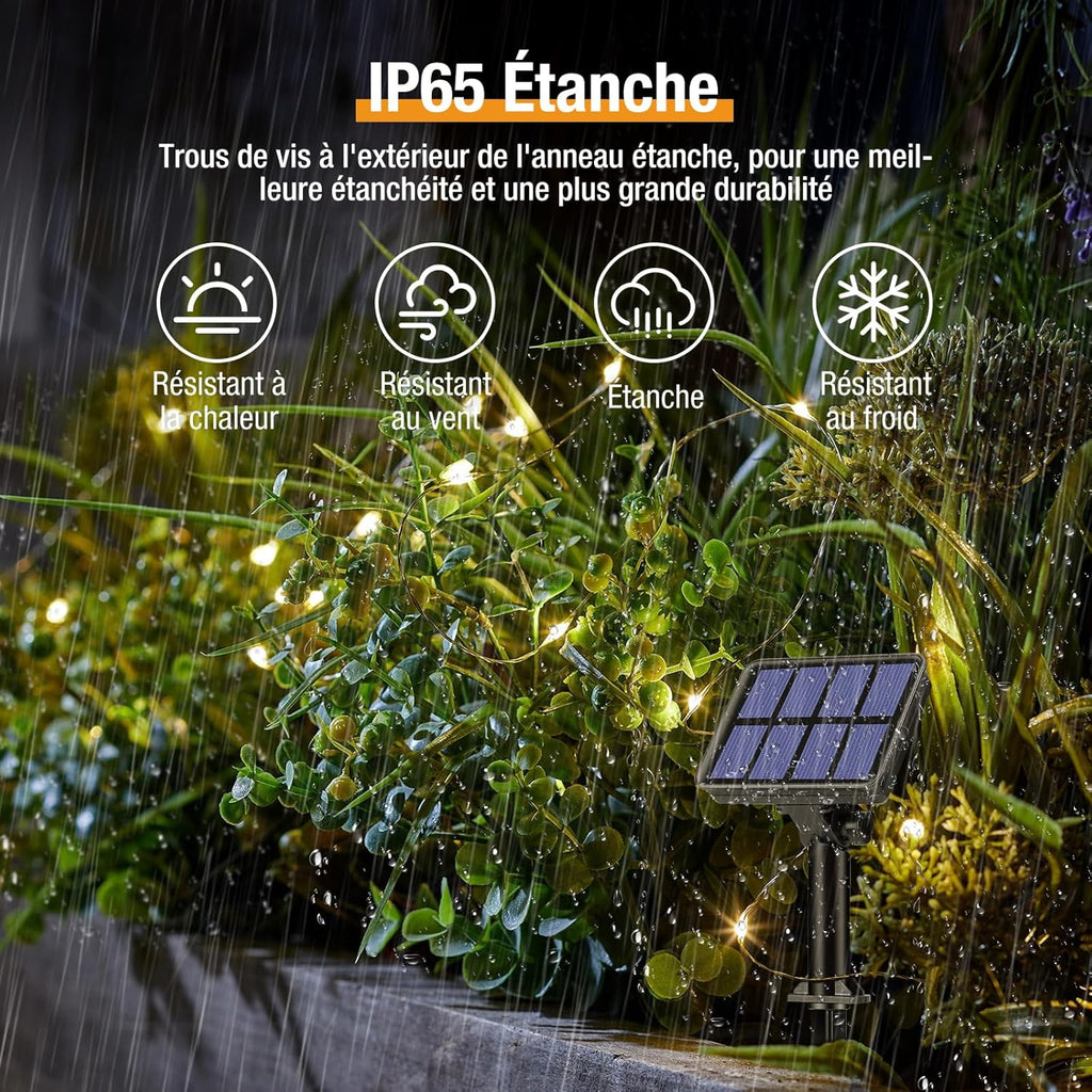 Set of 2 Solar String Lights Outdoor, Total 16 m, 160 LED, Waterproof, 8 Modes Decoration for Garden, Patio, Yard, Christmas, Wedding, Party, Warm White