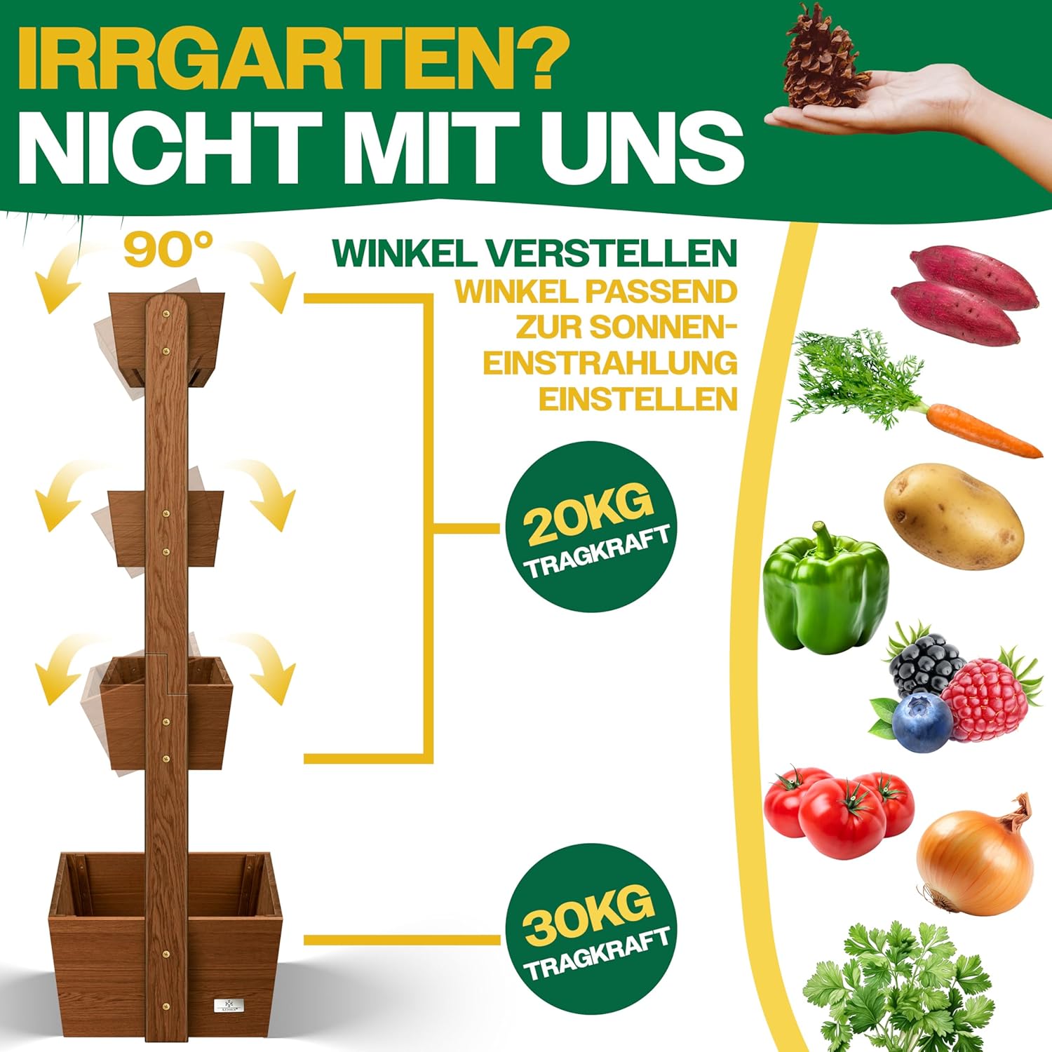 KESSER® Raised Bed with Tiers Premium Planter Staircase Shelf for Flowers Staircase Shelf for Planting - Vegetable Garden Herb Bed Pots Flower Bed (4 Floors, Brown)