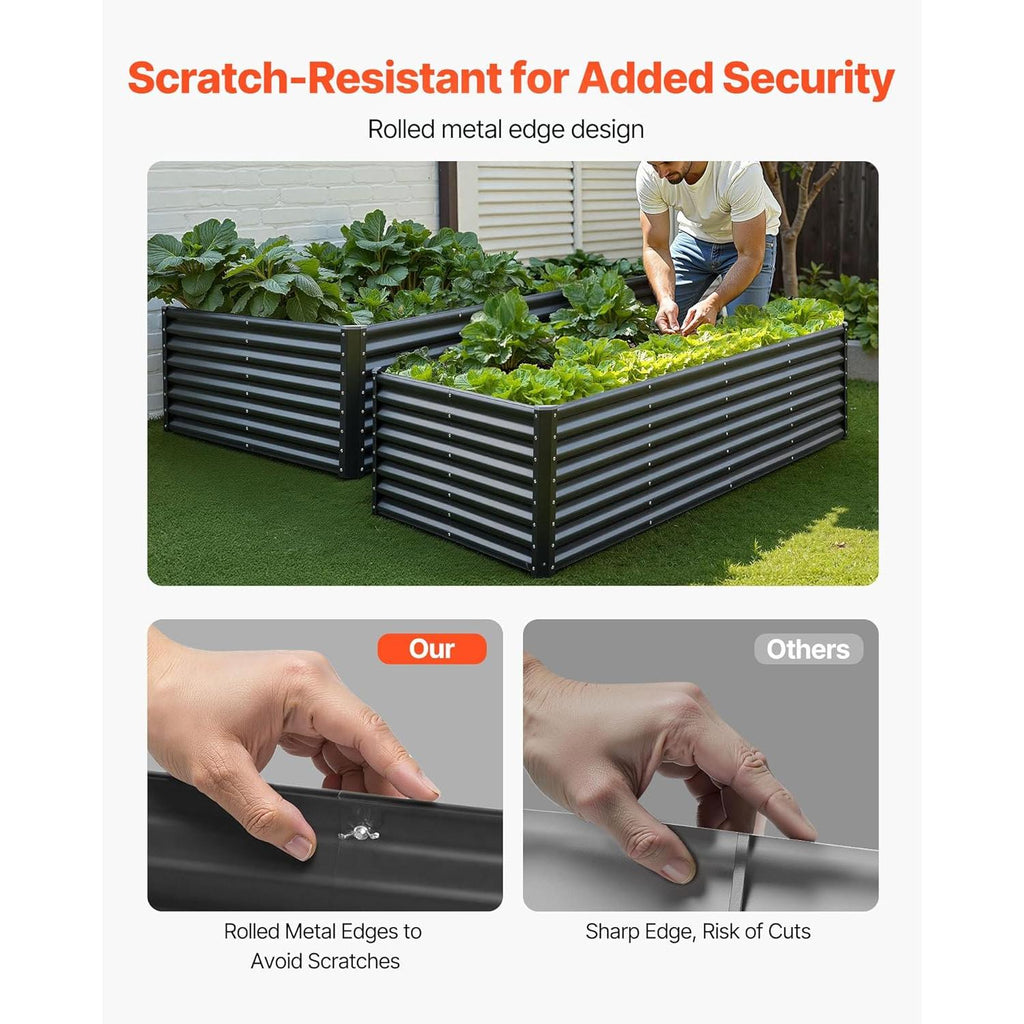 VEVOR Raised Metal Vegetable Garden Garden Garden Bed 240 x 120 x 60 cm Square Galvanised Raised Bed Garden Bed Garden Planter for Growing Vegetables, Flowers, Herbs, Aromatic Plants, Dark Grey