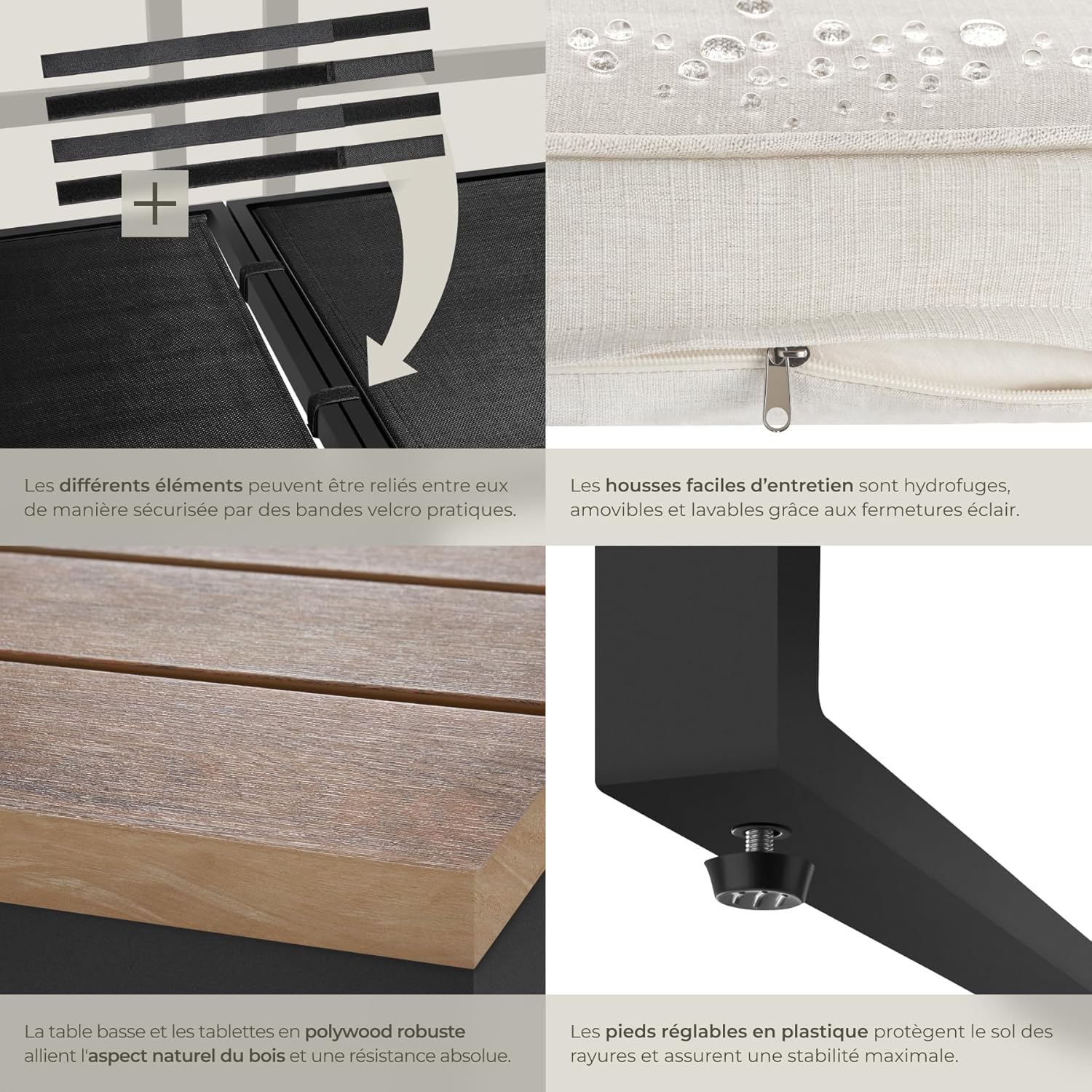 tectake 5 Person Aluminium Outdoor Garden Furniture Set with 5 Seater Sofa & Garden Table, Thick Cushions Included, Furniture for Balcony Terrace Veranda