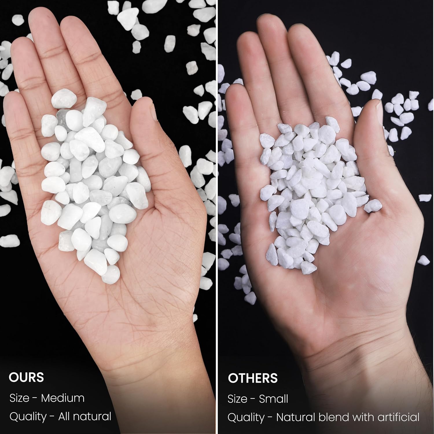 BELLE VOUS Small Aquarium Gravel – 3.6 kg Bag of Natural Decorative Pebbles for Potted Plant Vase – White Pebble Garden Outdoor and Indoor – Decorative Pebble Stone