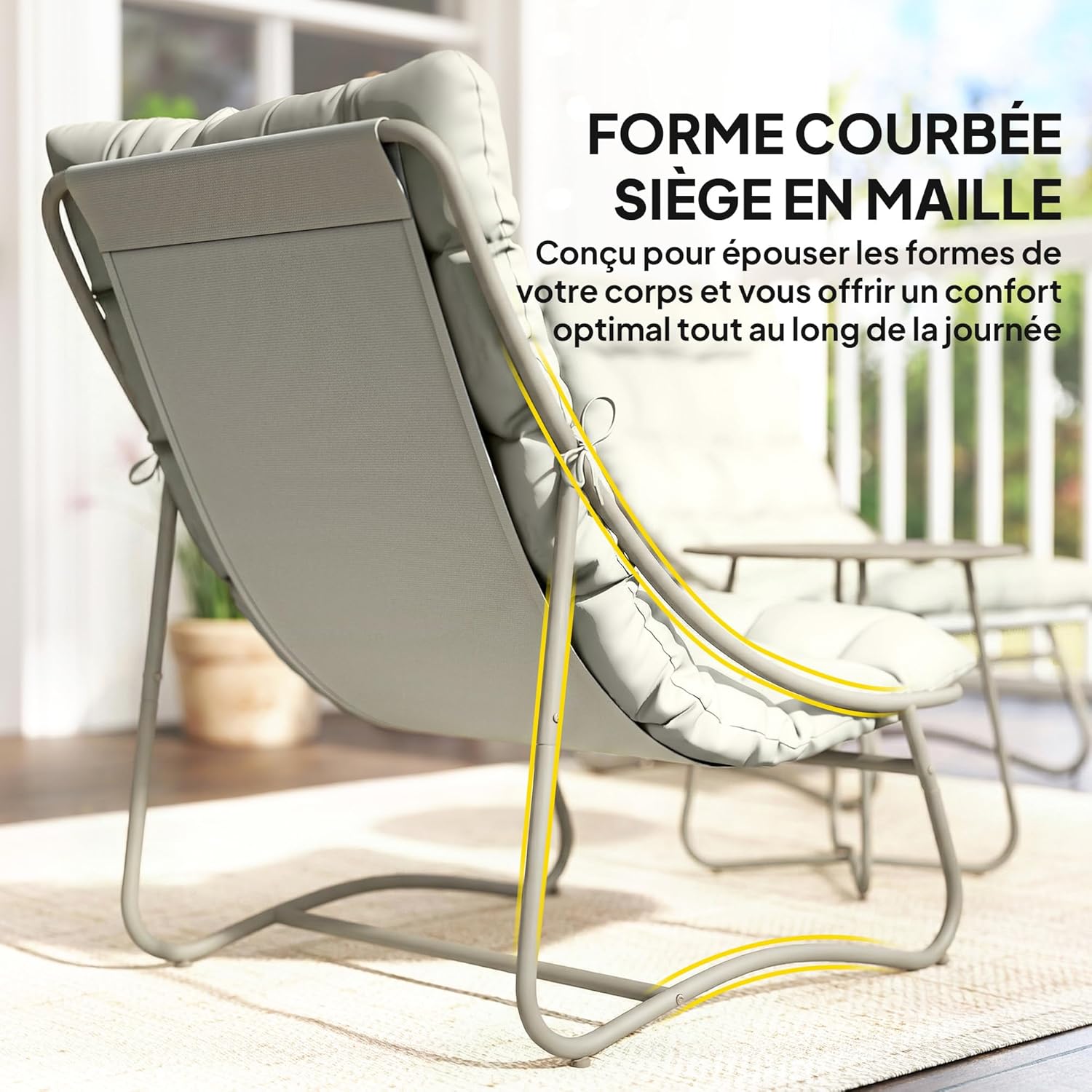 Outsunny - 3 Piece Bistro Lounge for 2 People, Round Table and Outdoor Chairs with Textilene Seat and Cushions, Metal Garden Furniture for Patio and Balcony, Light Grey