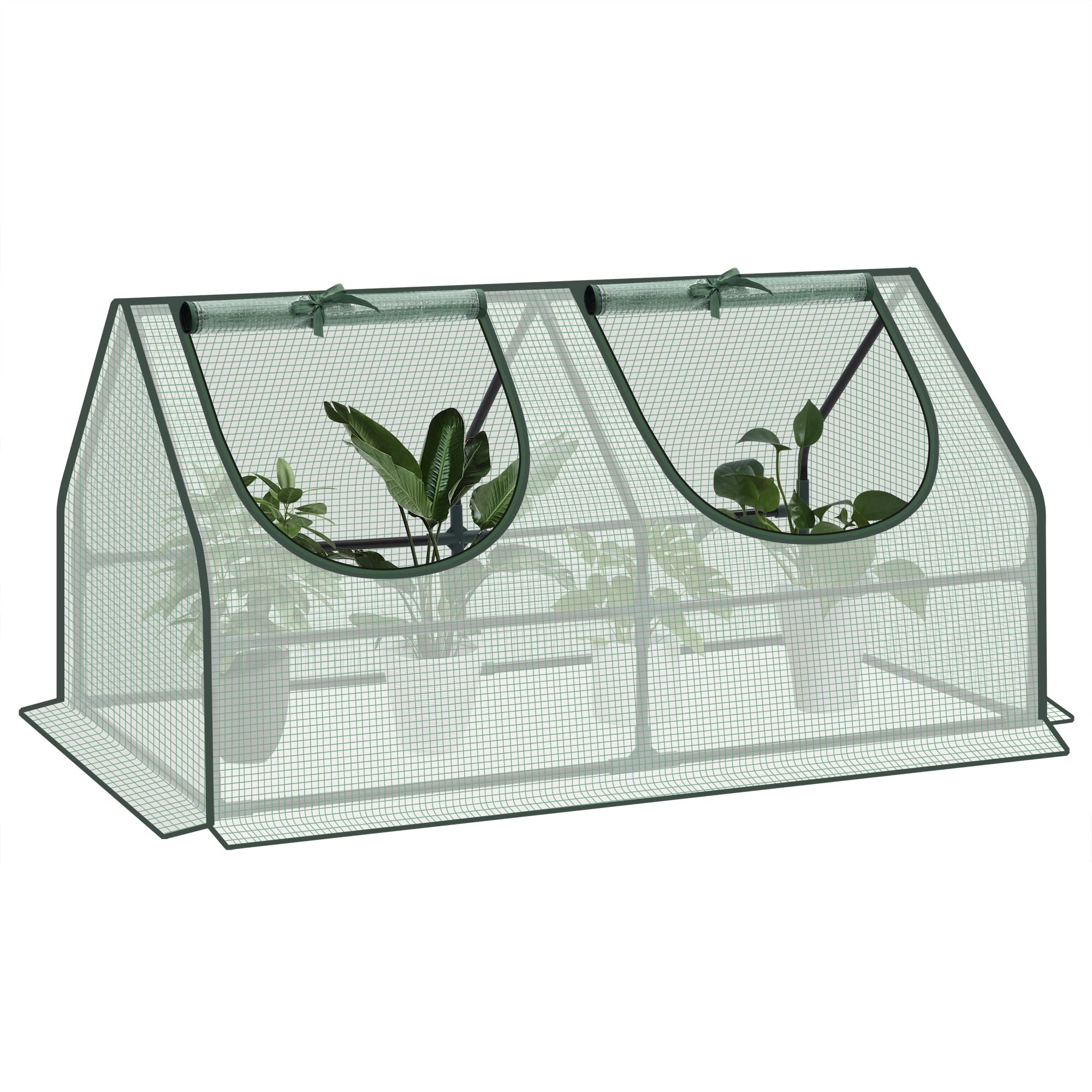 WOLTU Garden Greenhouse, Winter Greenhouse, Reinforced PE Tarpaulin 140g/㎡, with 2 Roll-Up Windows, Steel Tube Frame, 120 x 60 x 60 cm, White